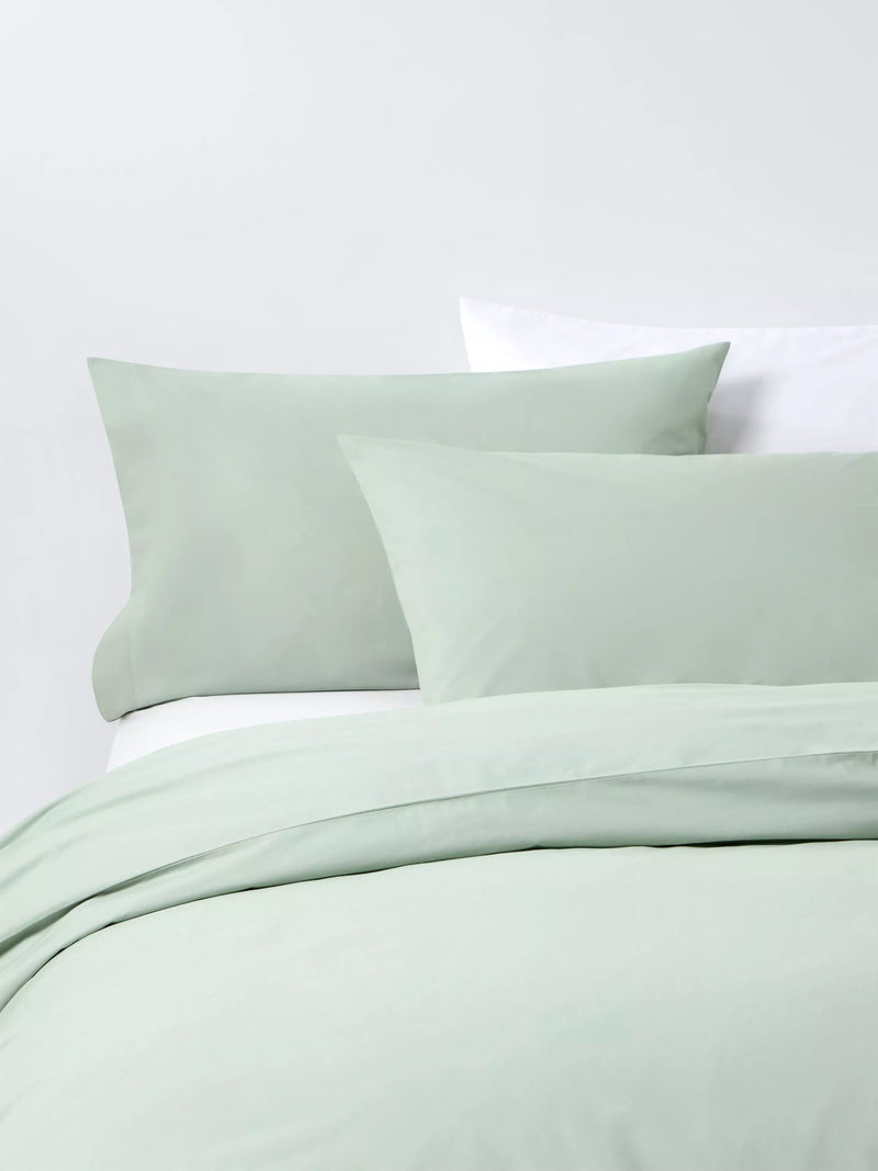 John Lewis Crisp & Fresh Cotton Rich 200 Thread Count Single Duvet Cover Set, Green Light