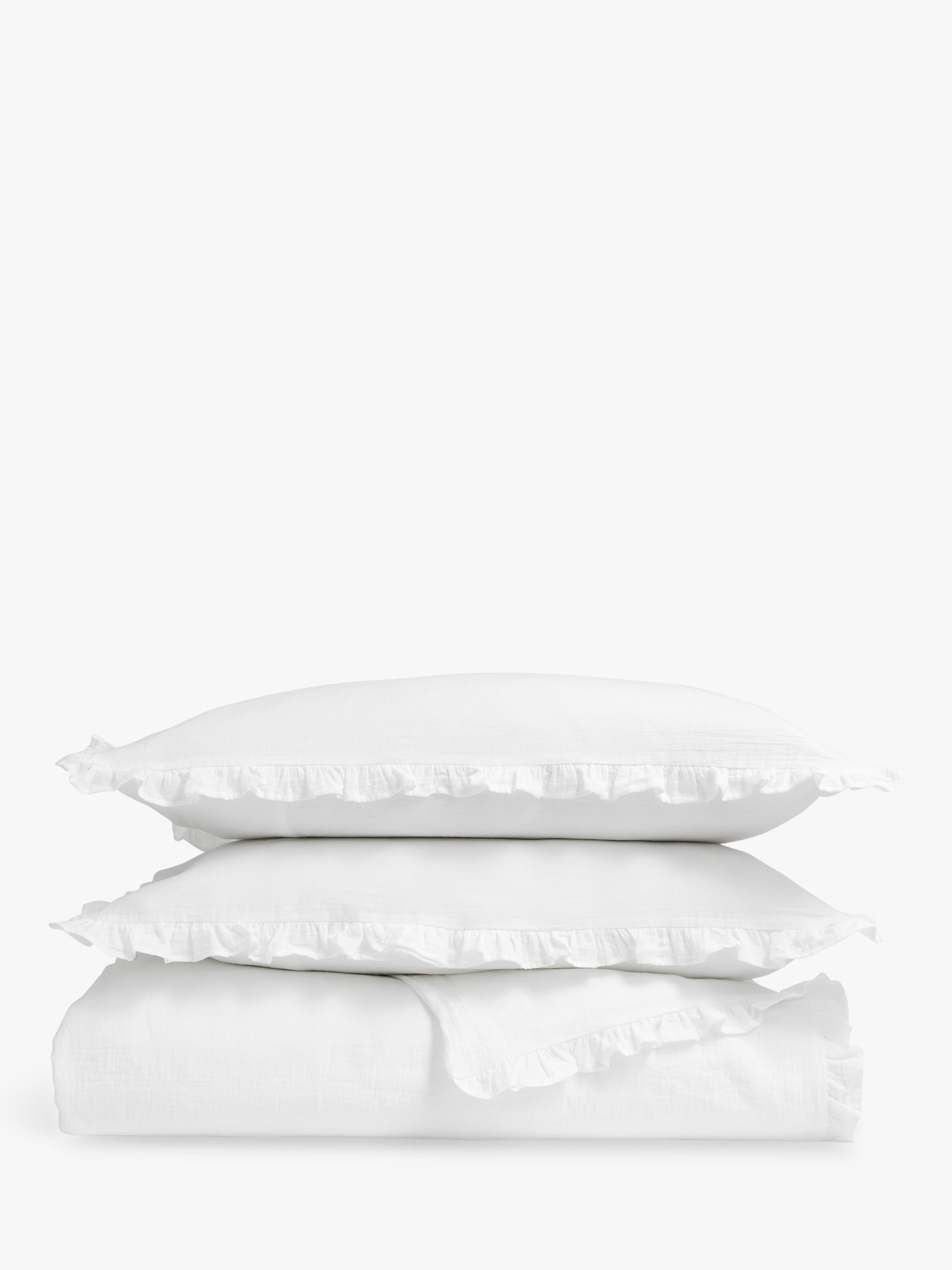 Christy Organic Retreat Ruffle double duvet cover set, imported from the UK