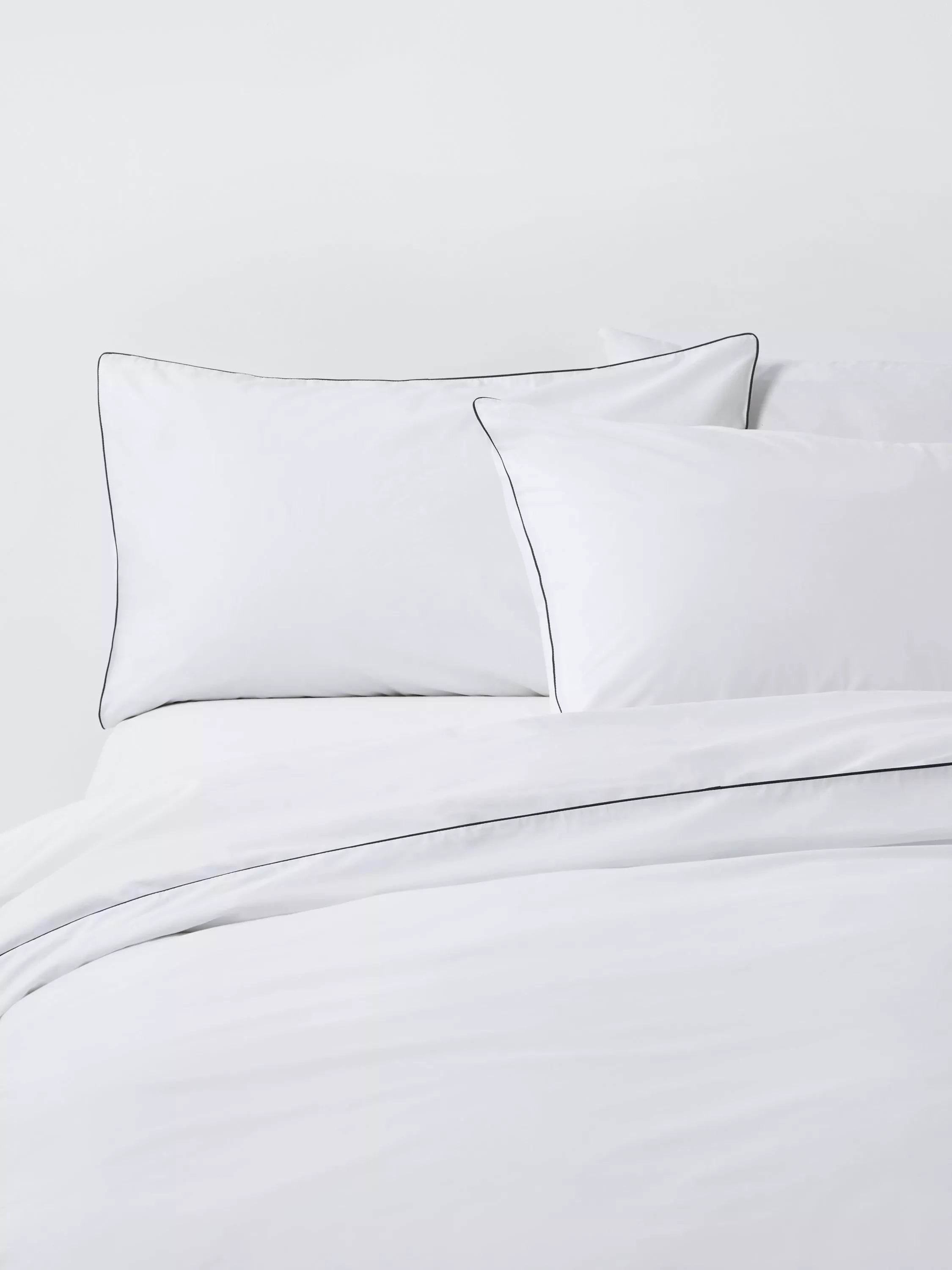 John Lewis 400 Thread Count Organic Cotton Piped Single Duvet Cover Set, Steel