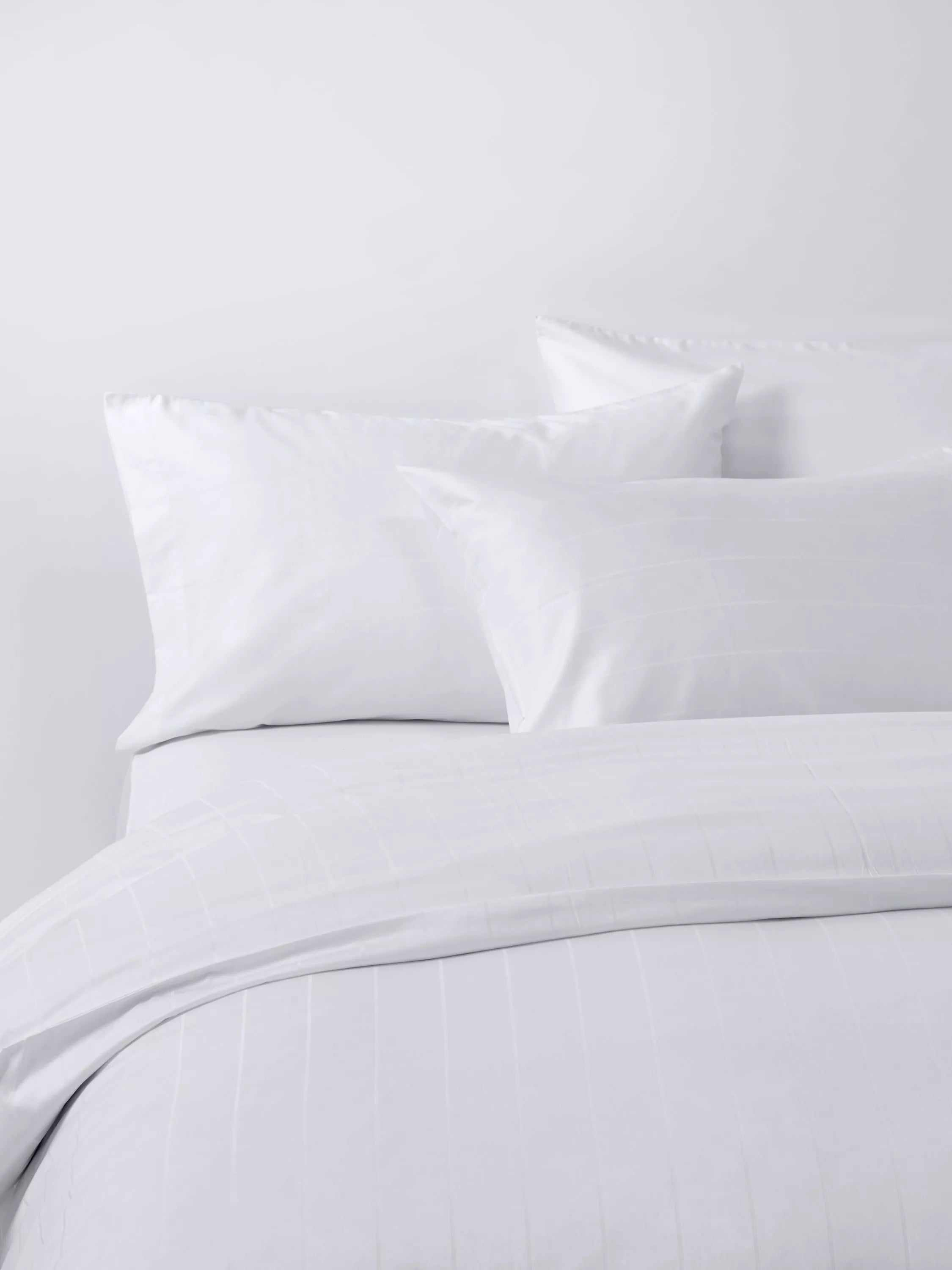 John Lewis white satin stripe duvet cover set single British brand