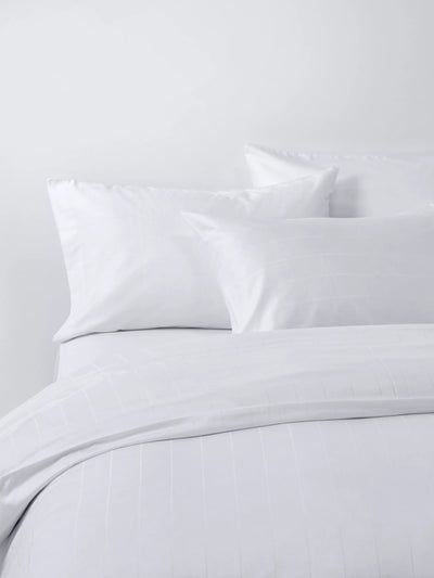 John Lewis John Lewis Satin Stripe Organic Cotton 400 Thread Count Duvet Cover Set Single White- Buy online at McGrocer
