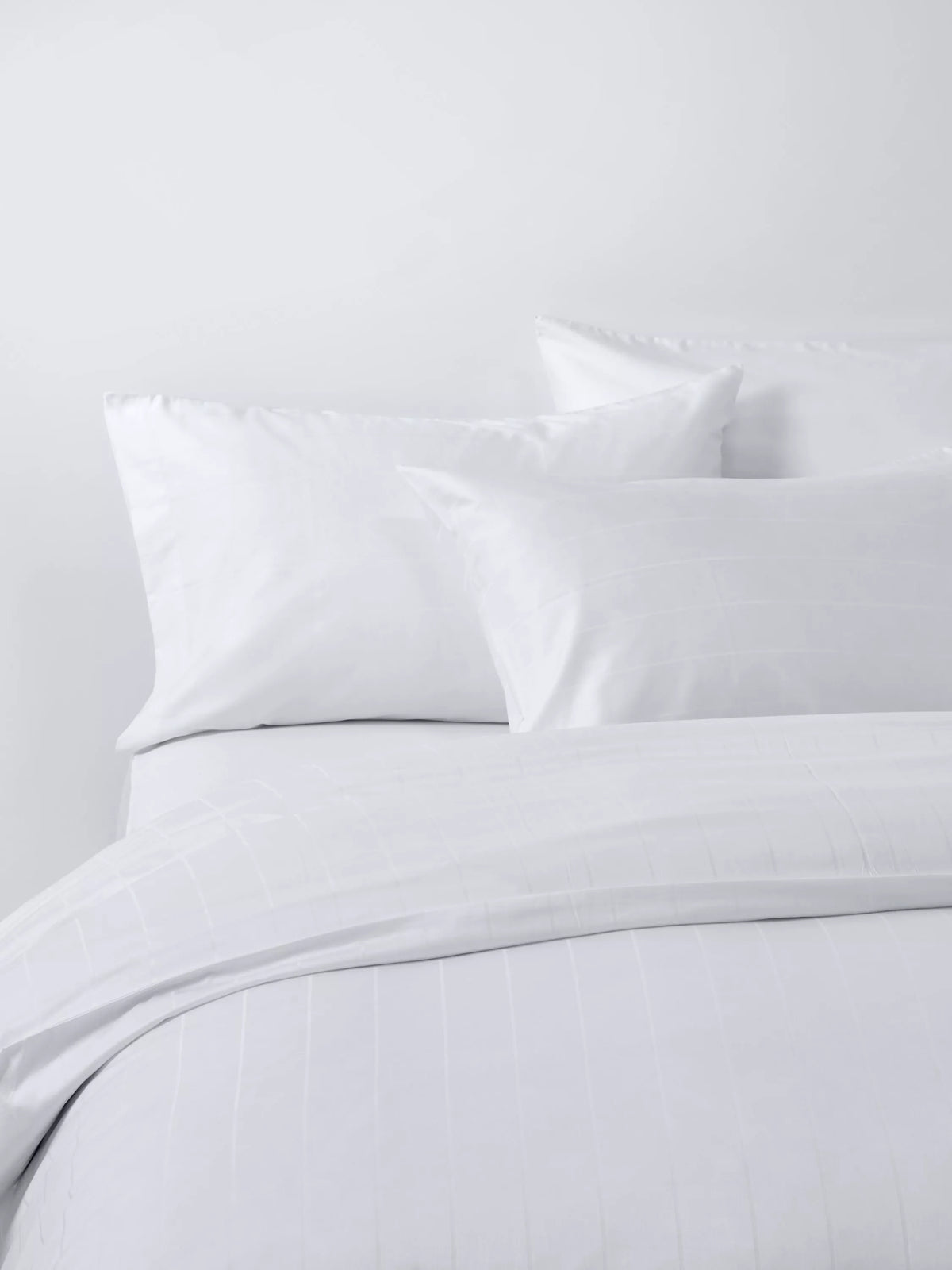 John Lewis white satin stripe duvet cover set single British brand