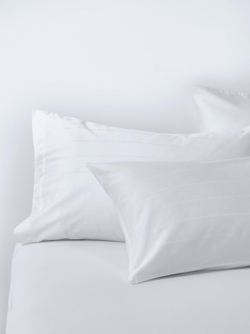 John Lewis white satin stripe duvet cover set single British brand