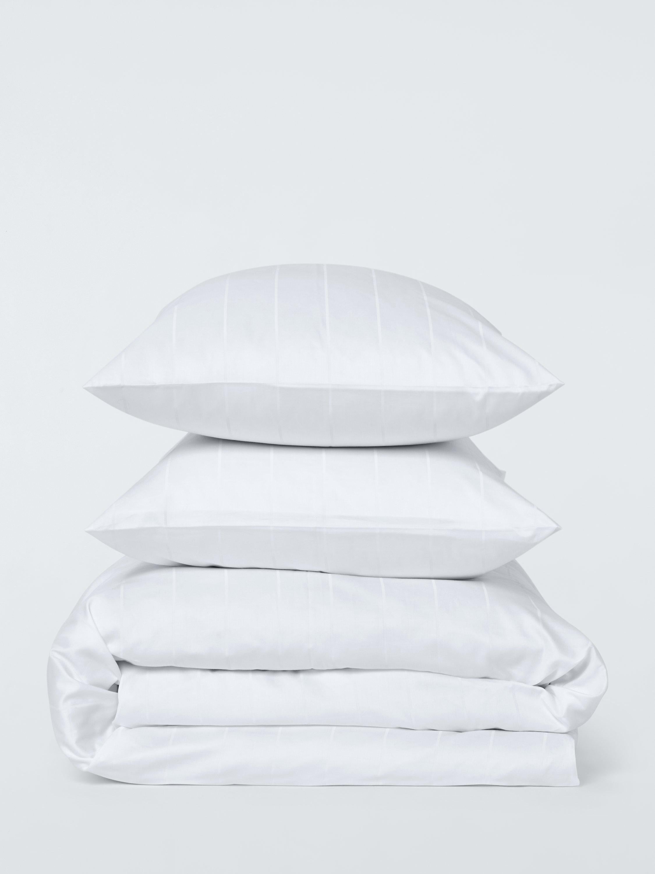 John Lewis white satin stripe duvet cover set single British brand