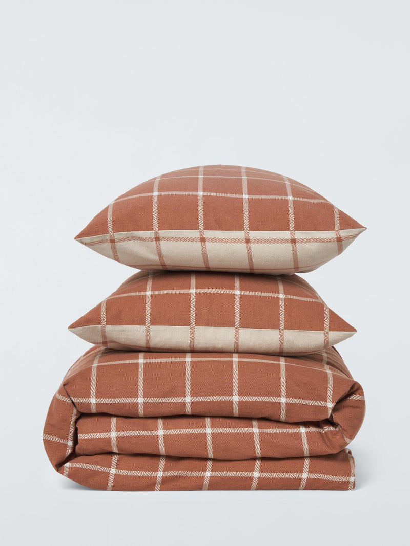 John Lewis brushed cotton windowpane check duvet cover set super king, imported from the UK