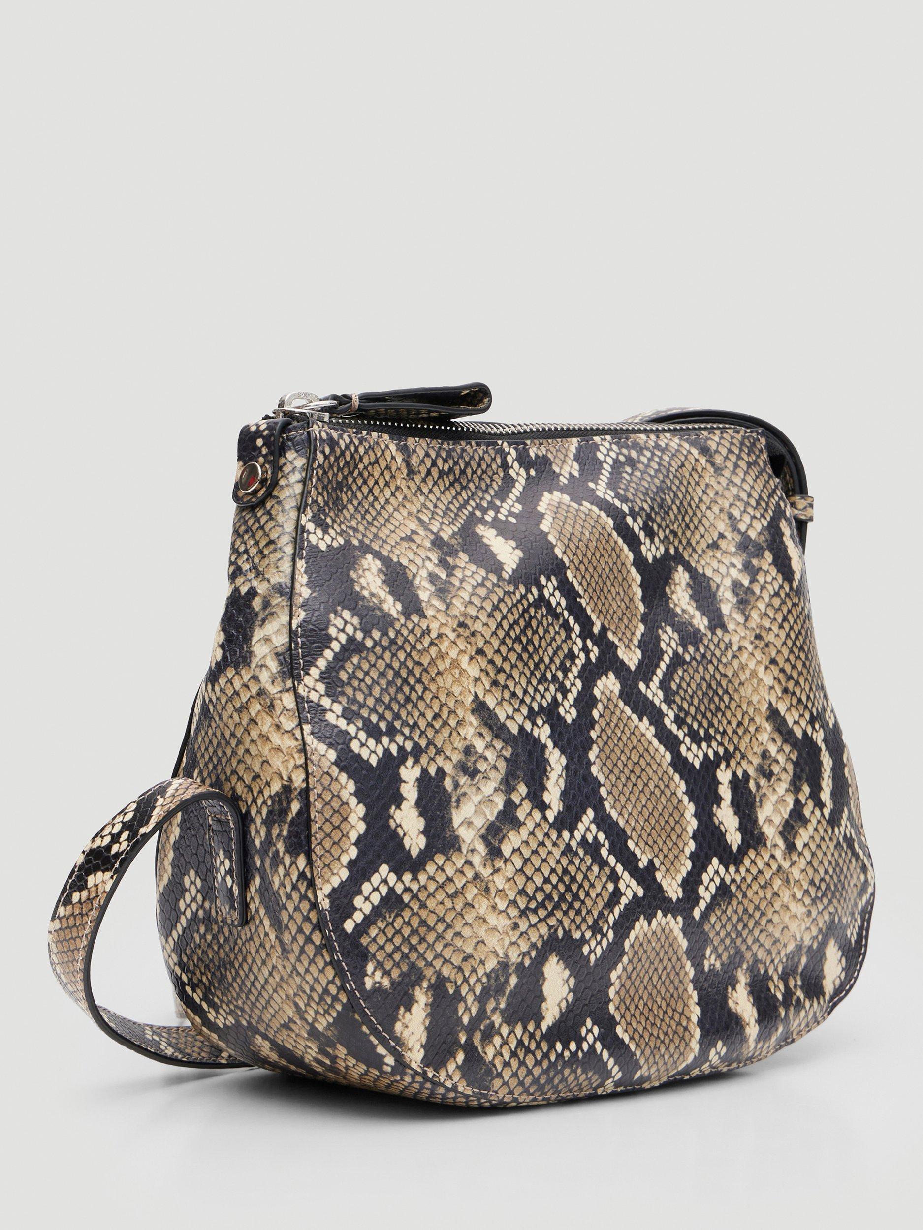HUSH Snake Crescent leather bag multi animal print (British brand)