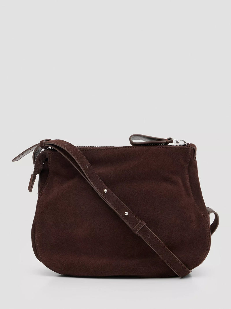 HUSH crescent suede bag dark brown - British product