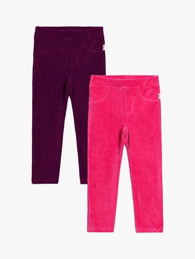 Jegging en velours côtelé coton pour enfant Lot de 2 Rose fuchsia et Violet