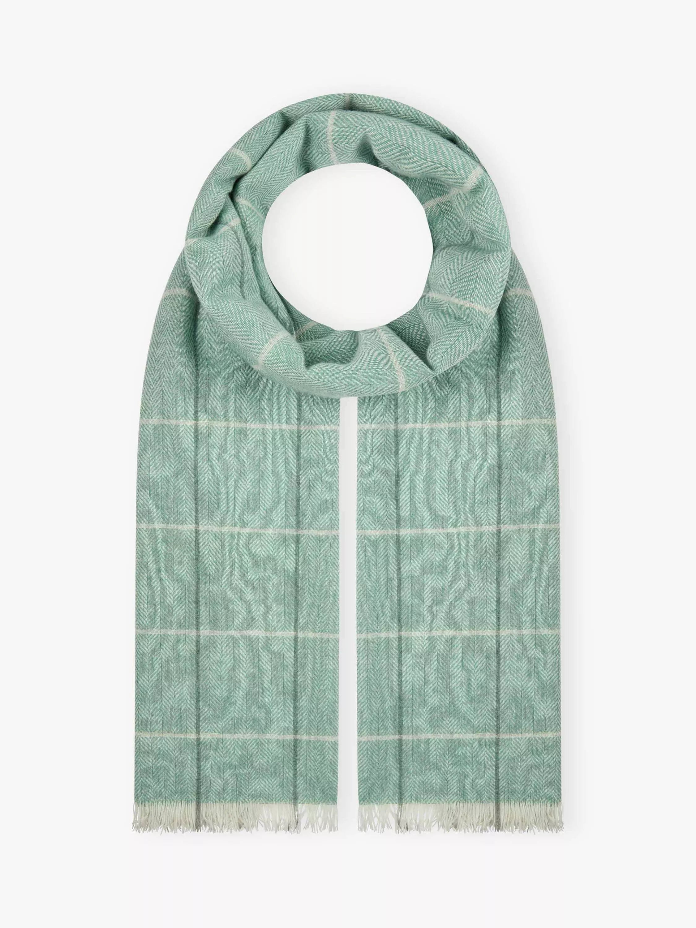 Brora check chartouche cashmere scarf 180x60cm, imported from the UK