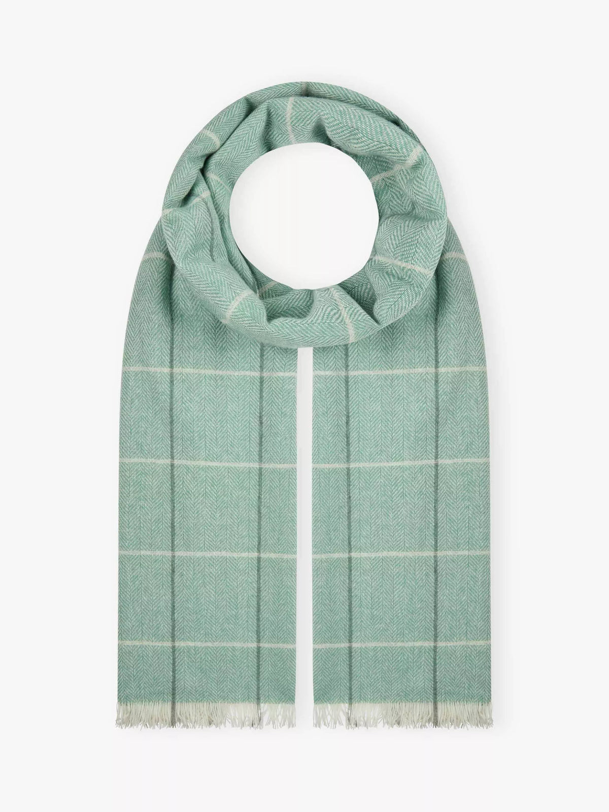 Brora check chartouche cashmere scarf 180x60cm, imported from the UK