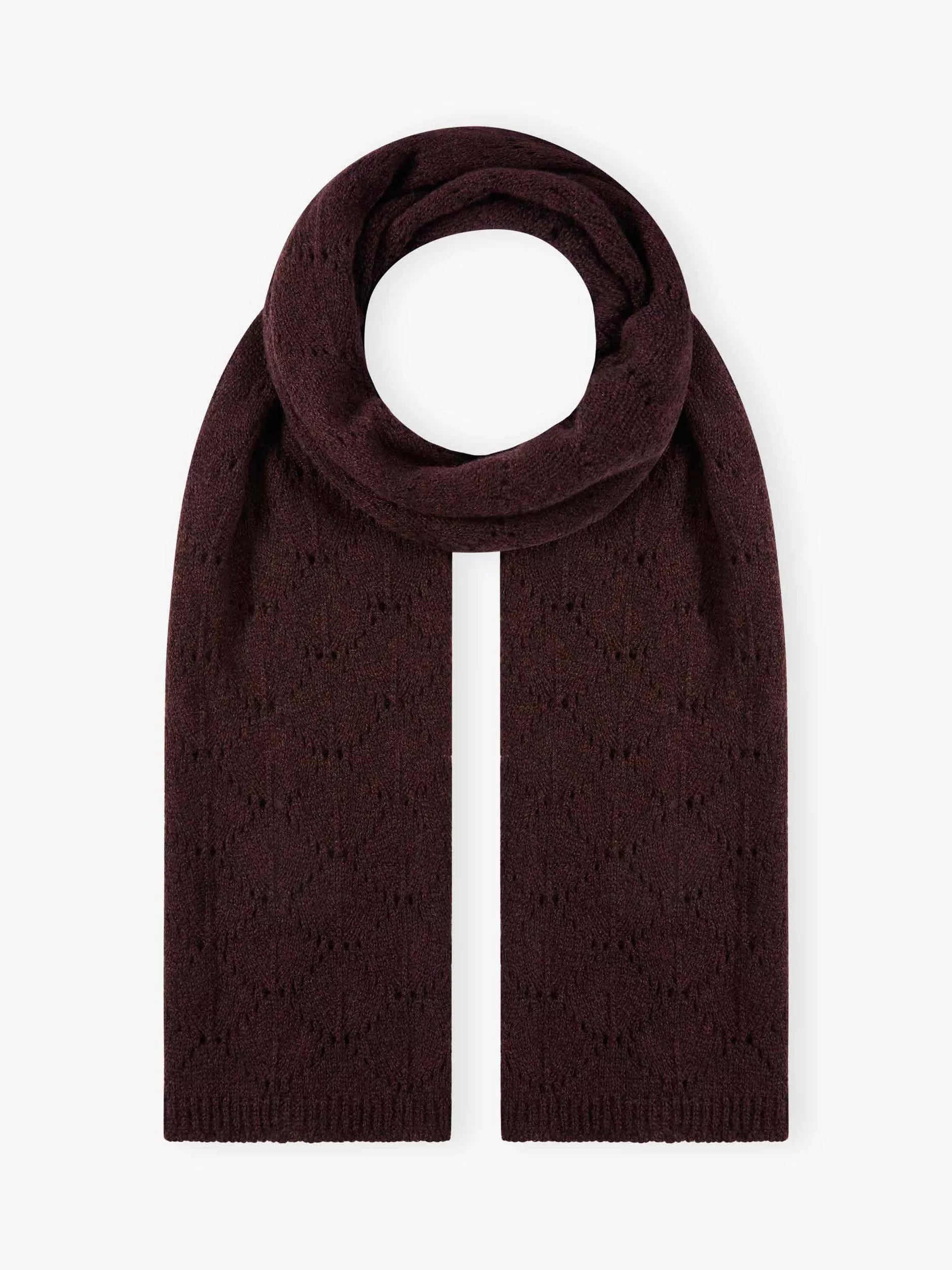 Brora pointelle knit cashmere scarf 130x27cm - British product