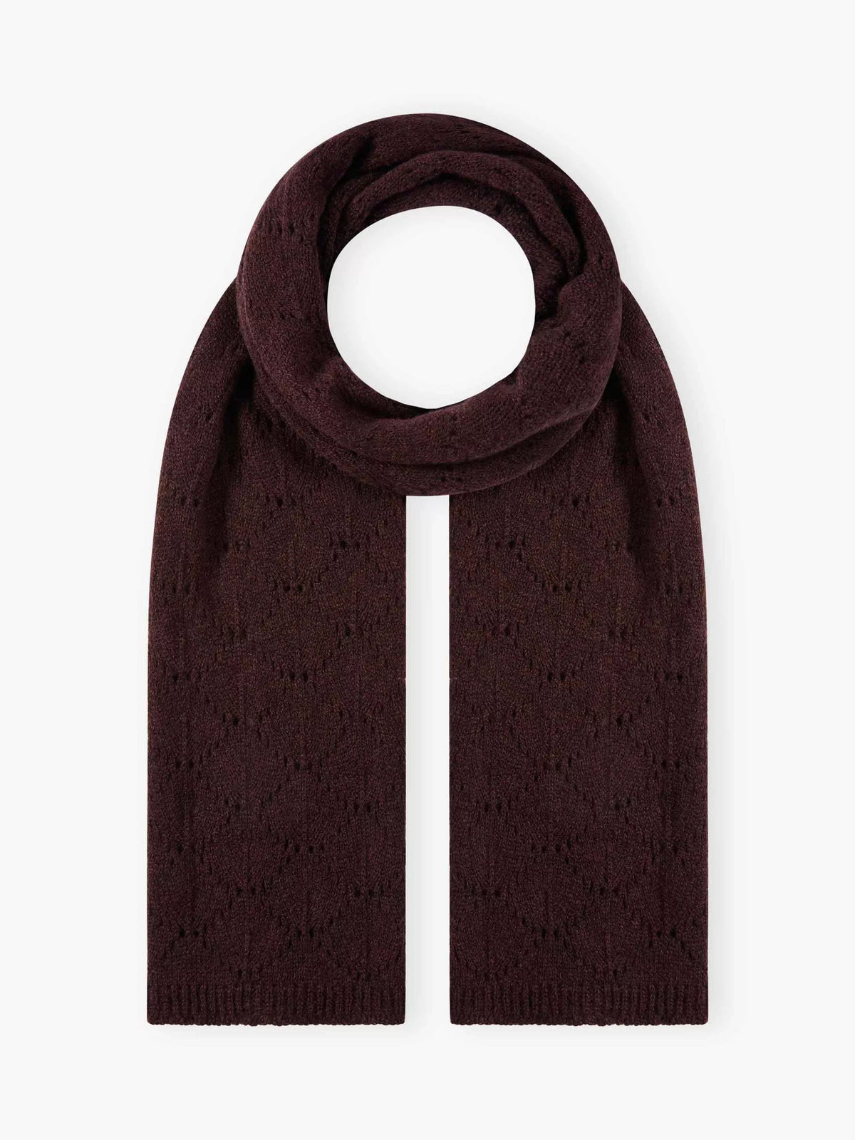Brora pointelle knit cashmere scarf 130x27cm - British product