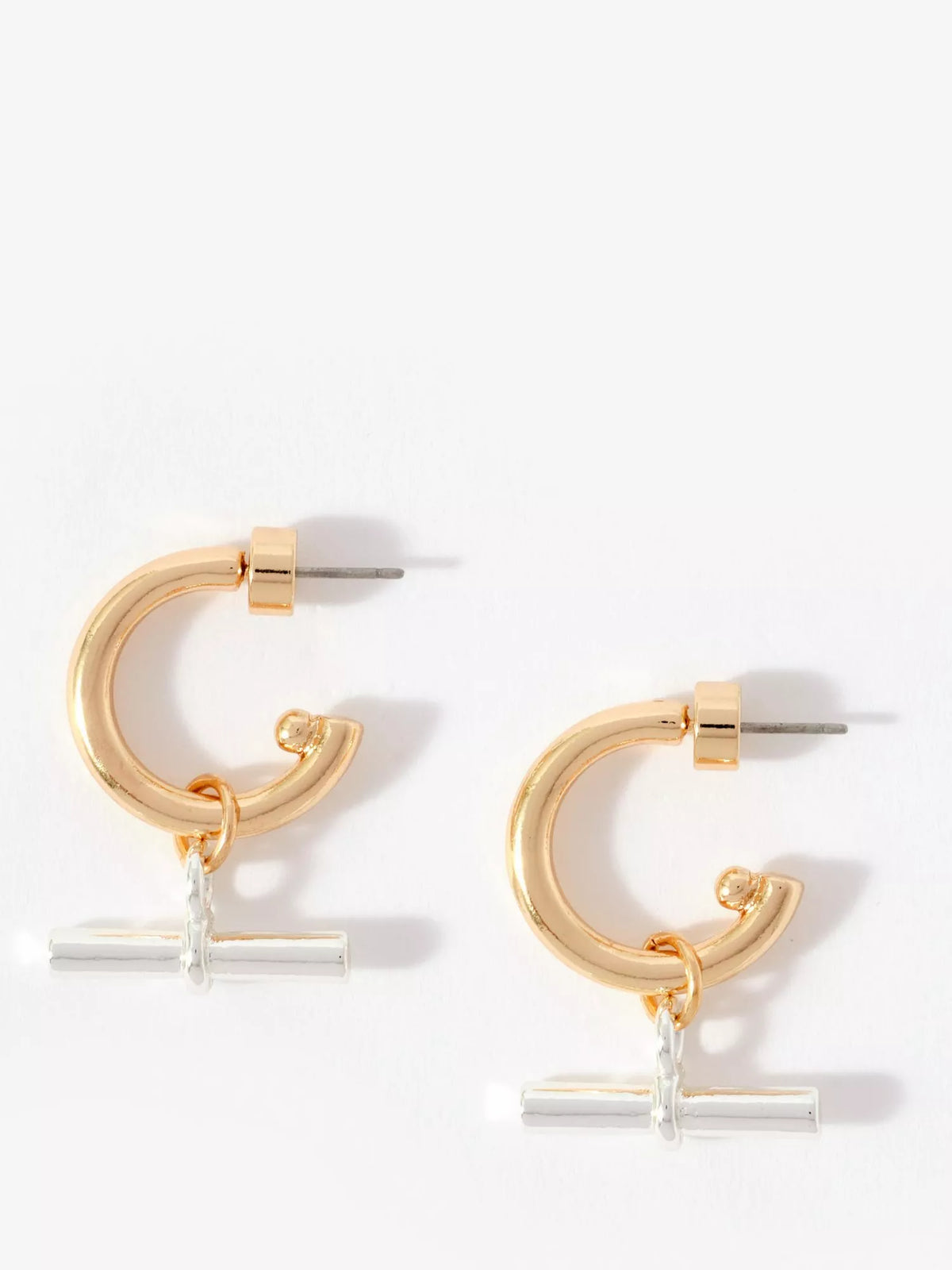 Mint Velvet gold drop hoop earrings, imported from the UK