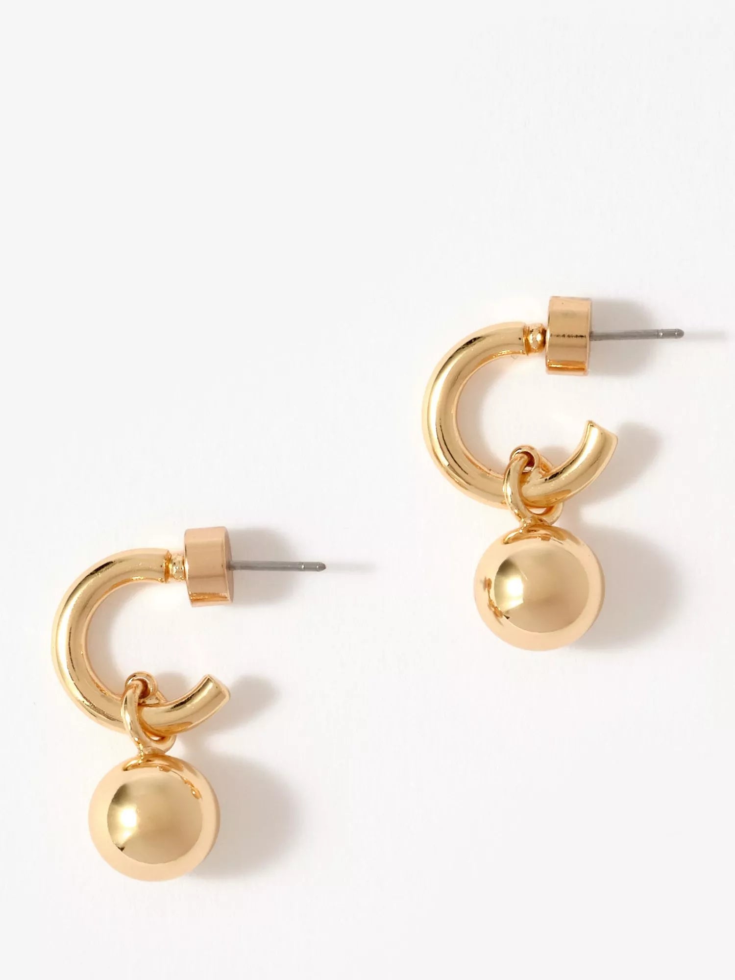 Mint Velvet gold toned hoop earrings with sphere pendant, imported from the UK