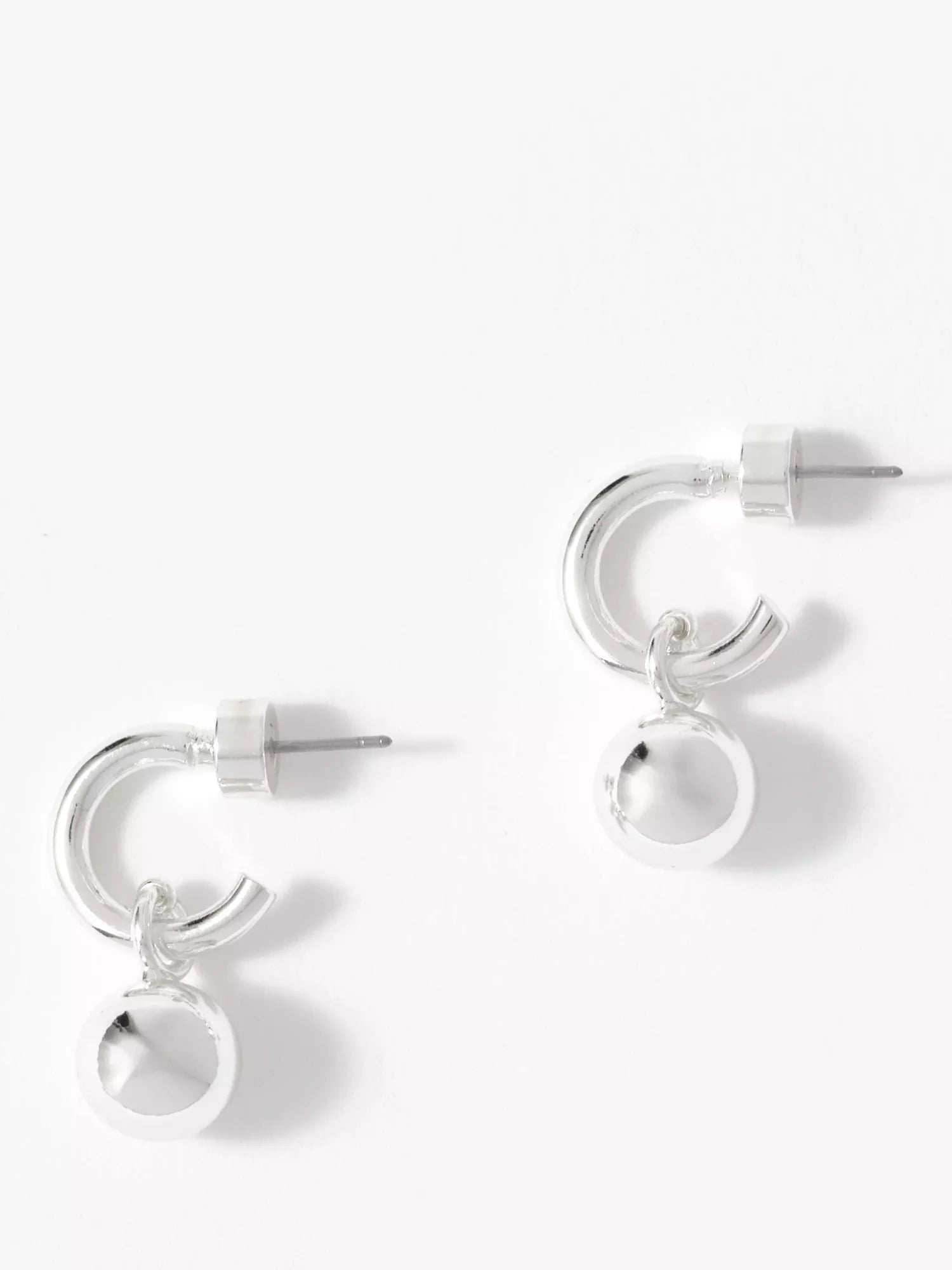 Mint Velvet silver-toned sphere pendant hoop earrings, imported from the UK