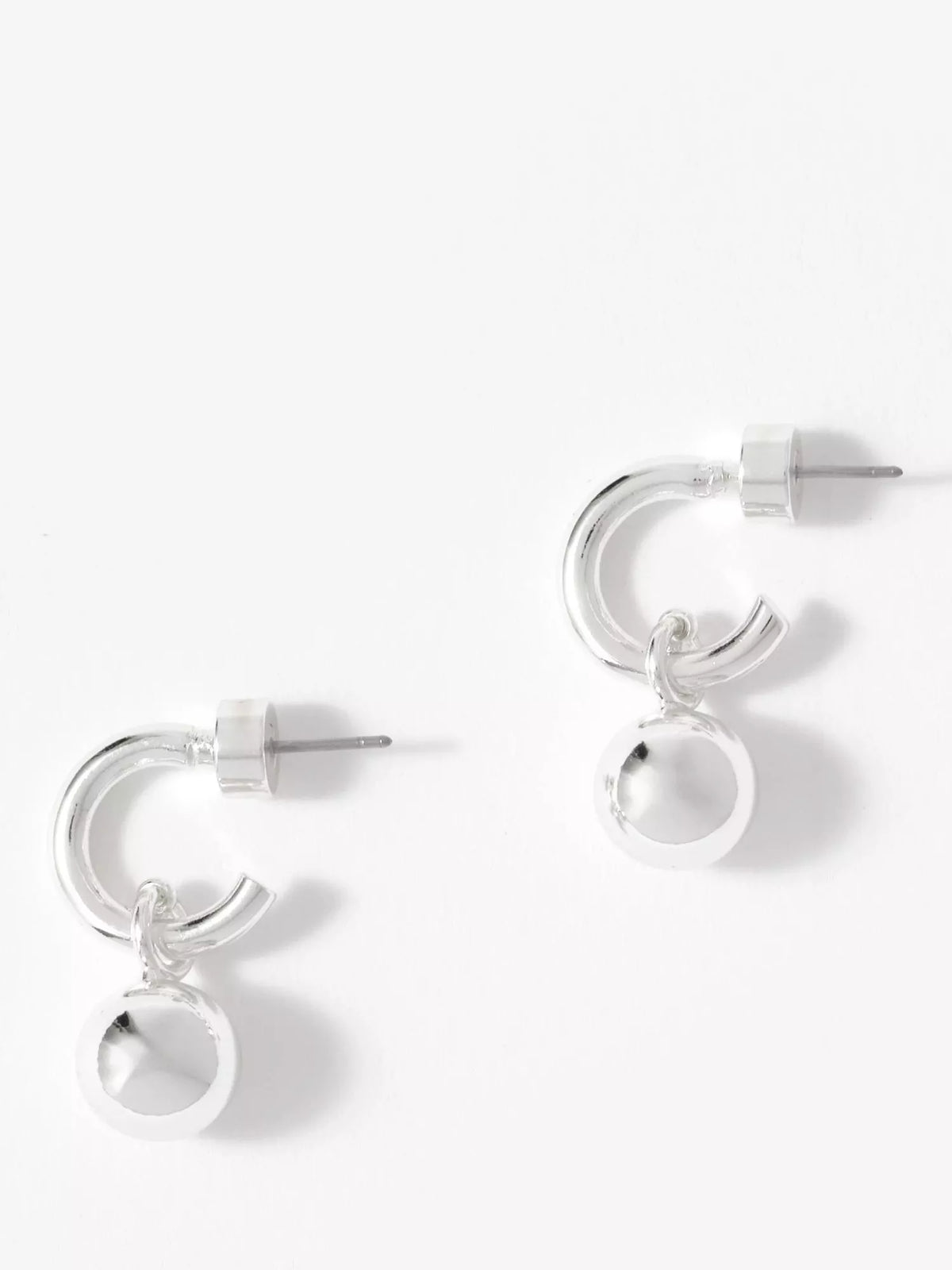 Mint Velvet silver-toned sphere pendant hoop earrings, imported from the UK