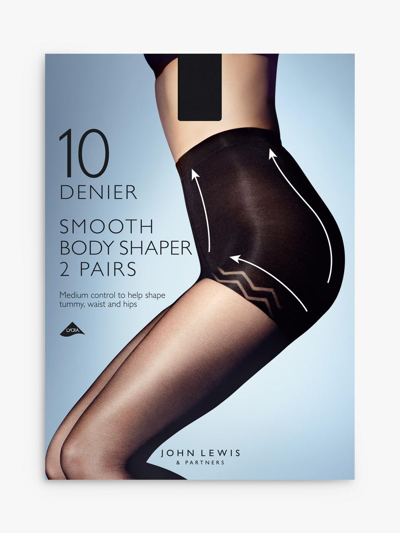 John Lewis 10 Denier Smooth Body Shaper Tights Almond Pack of 2, UK version