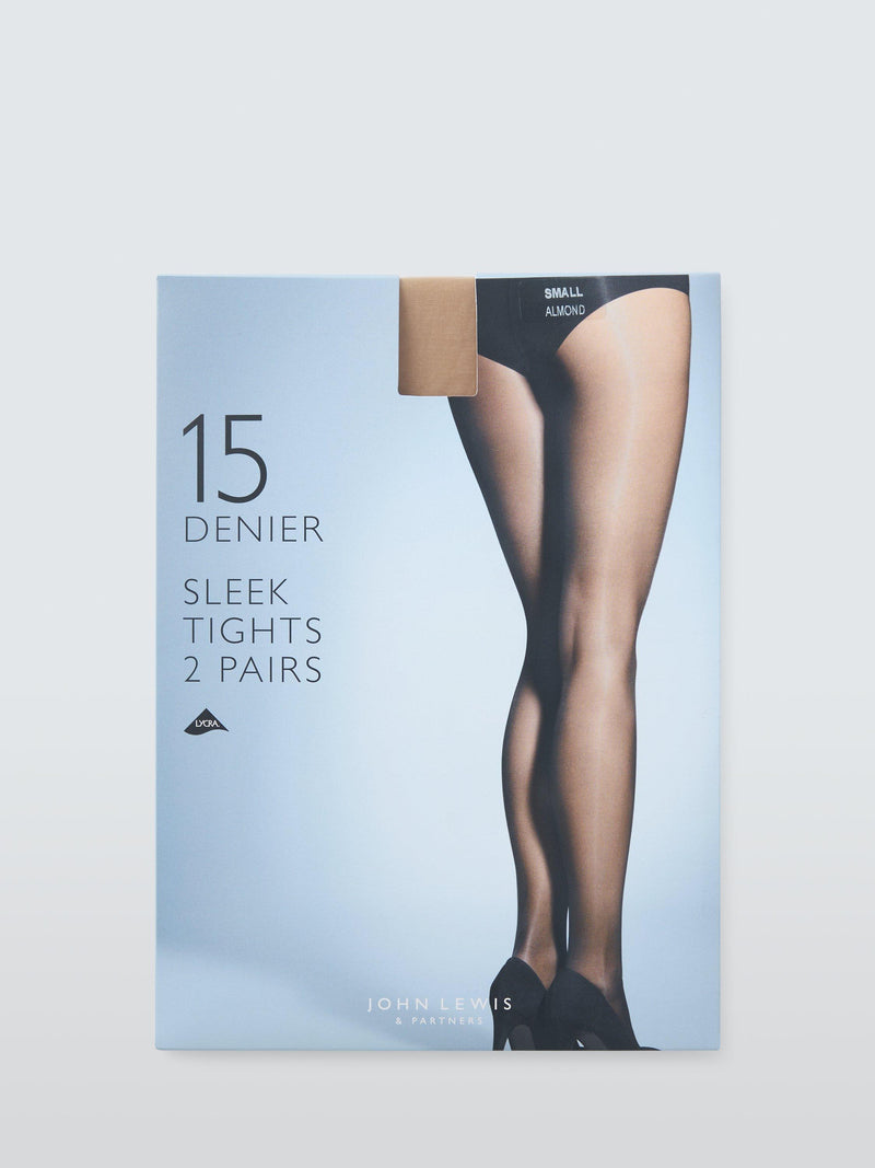 John Lewis 15 denier sleek tights in almond and black, UK version