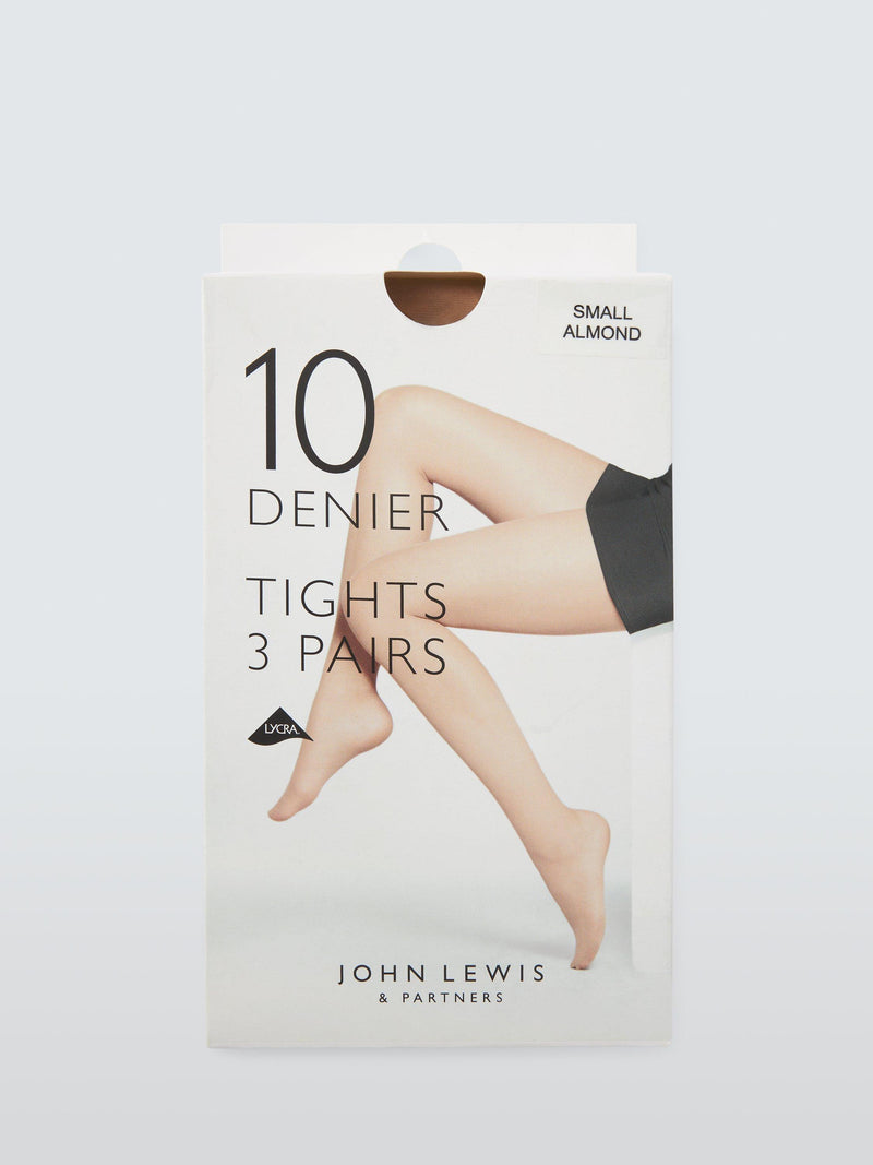 John Lewis 10 denier tights in almond, pack of 3, UK version