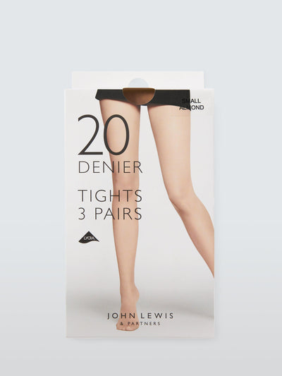 John Lewis Alltags-Strumpfhosen 20 Denier mit Komfortbund, 3er-Pack in Almond – Online bei McGrocer kaufen