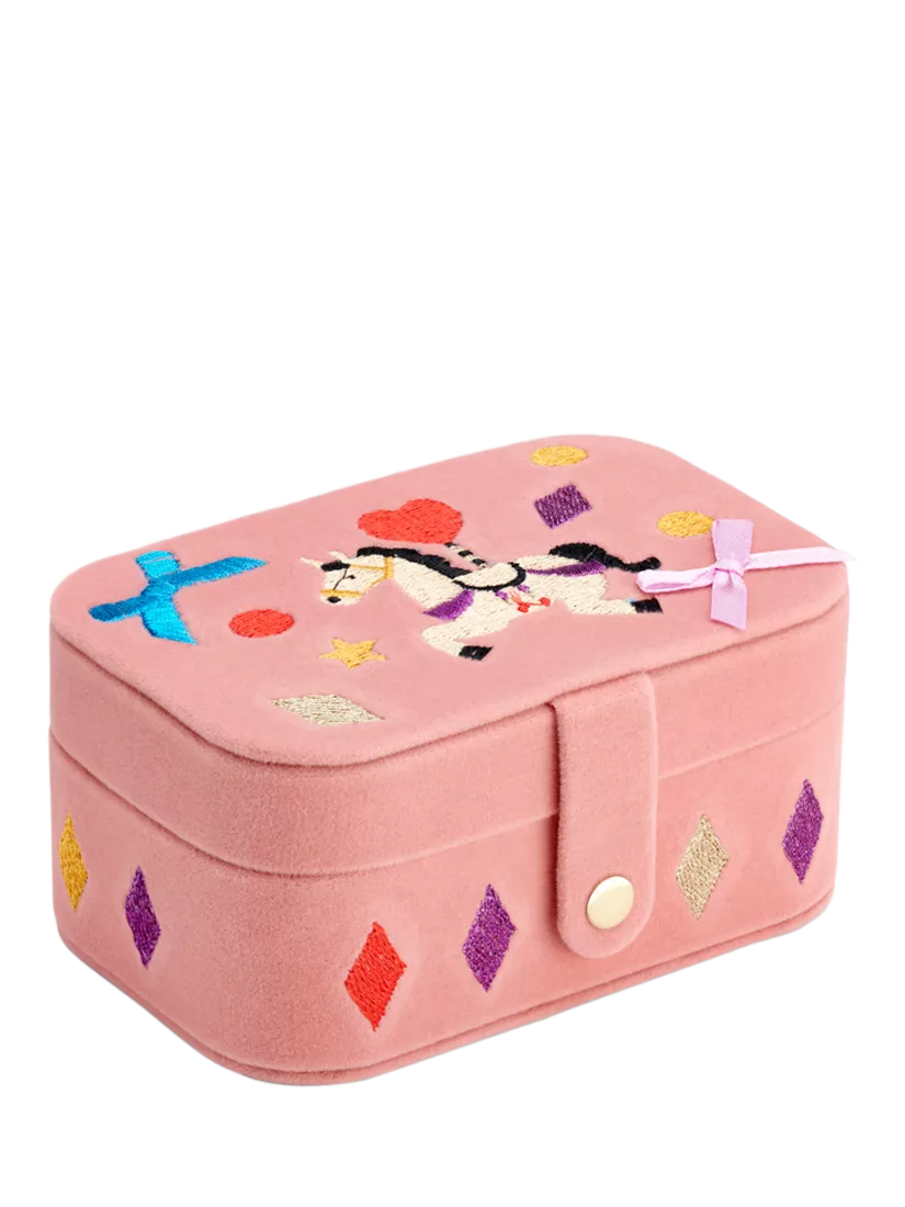 Stych kids' velour unicorn jewellery box pink, UK version