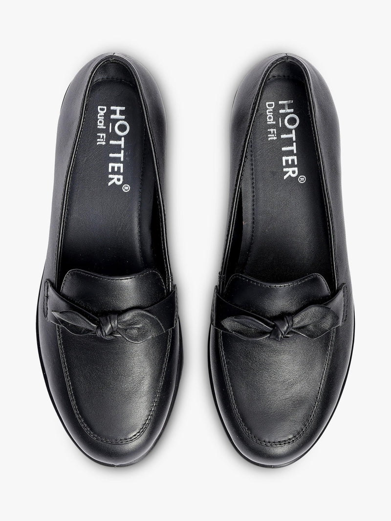 Hotter Amber Smart Wedge loafers with decorative bow (British brand)