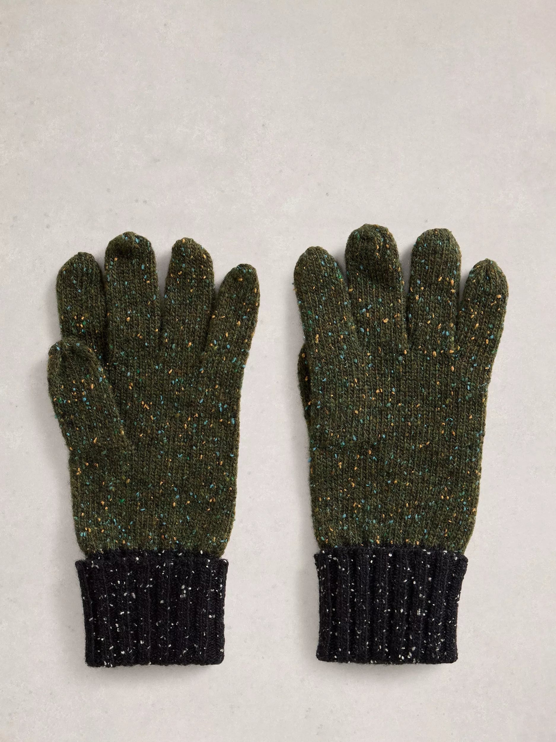 White Stuff lambswool blend gloves Green/Multi polka dot pattern, imported from the UK