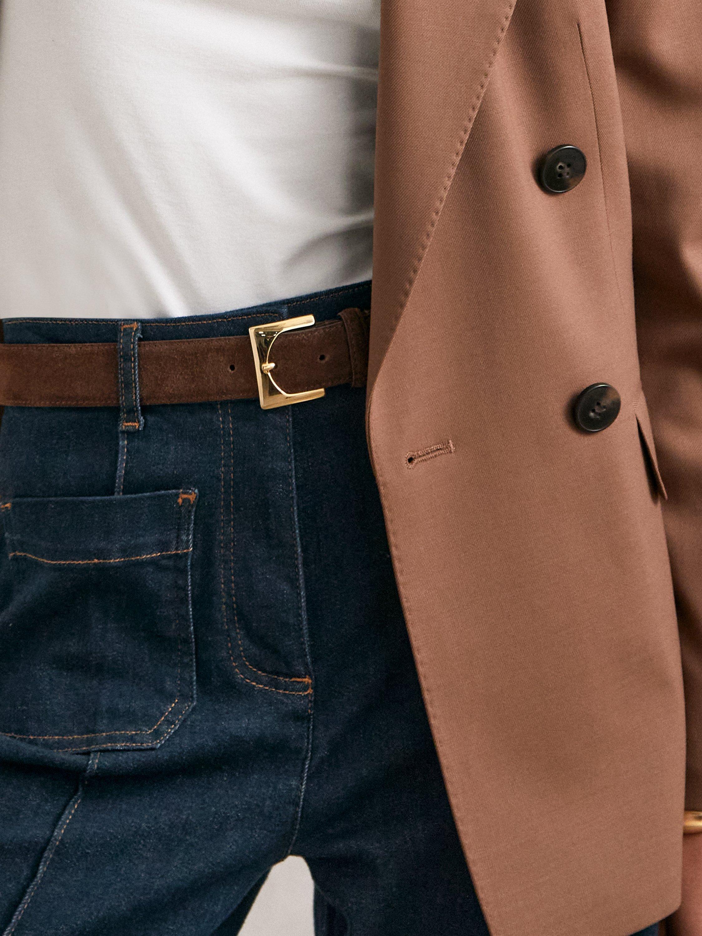 Reiss Belinda suede belt in chocolate (British brand)
