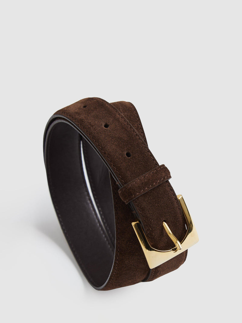 Reiss Belinda suede belt in chocolate (British brand)