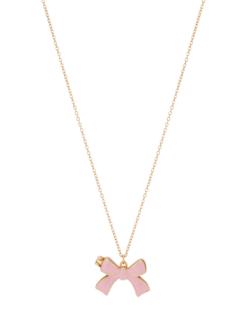 Stych kids bow locket pendant necklace pink gold 21cm - British product