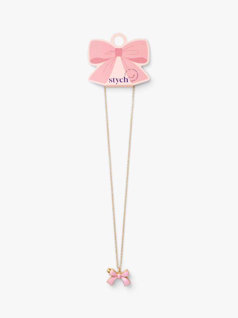 Stych kids bow locket pendant necklace pink gold 21cm - British product
