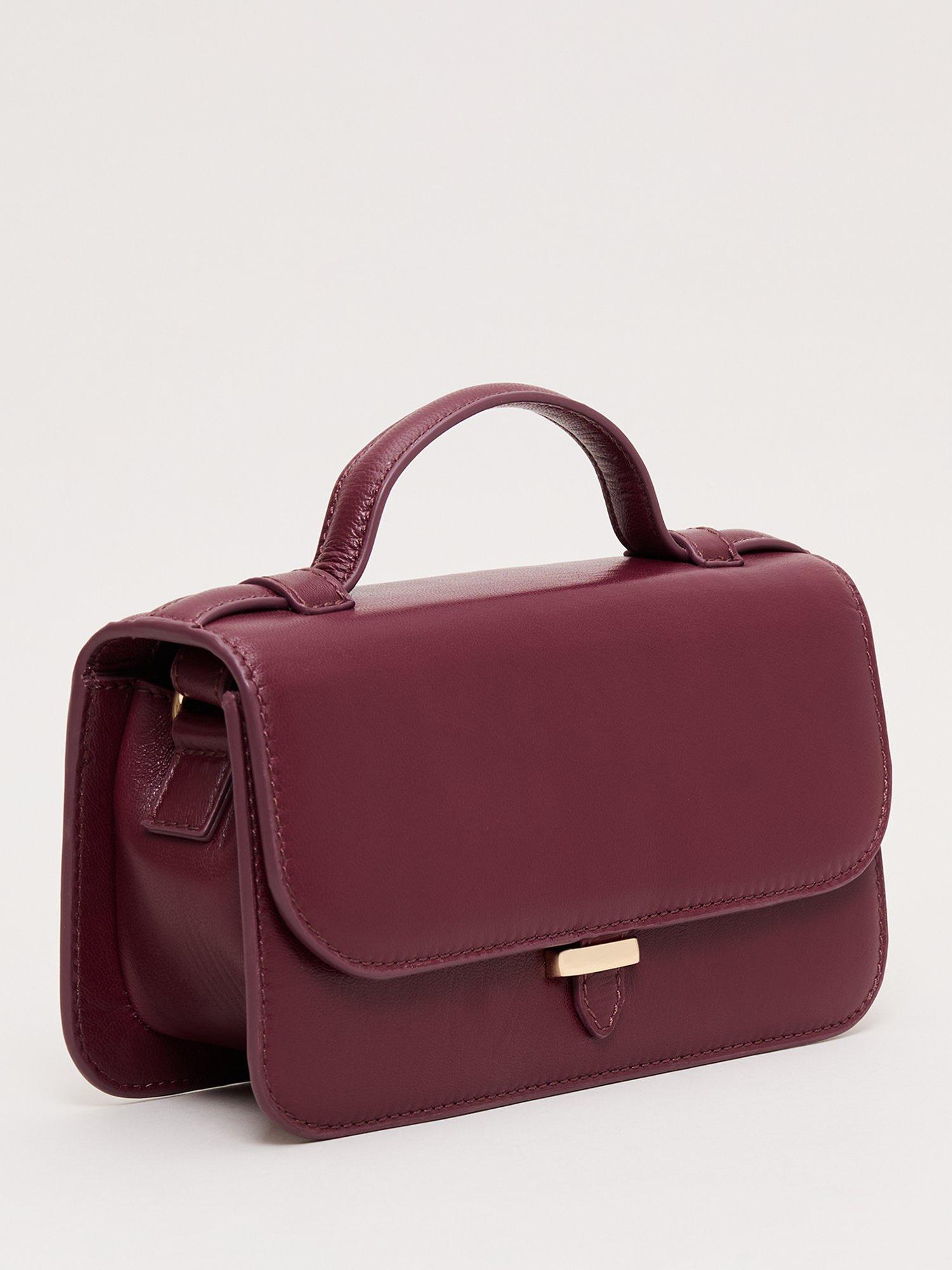 Phase Eight mini crossbody leather bag in dark red (British brand)