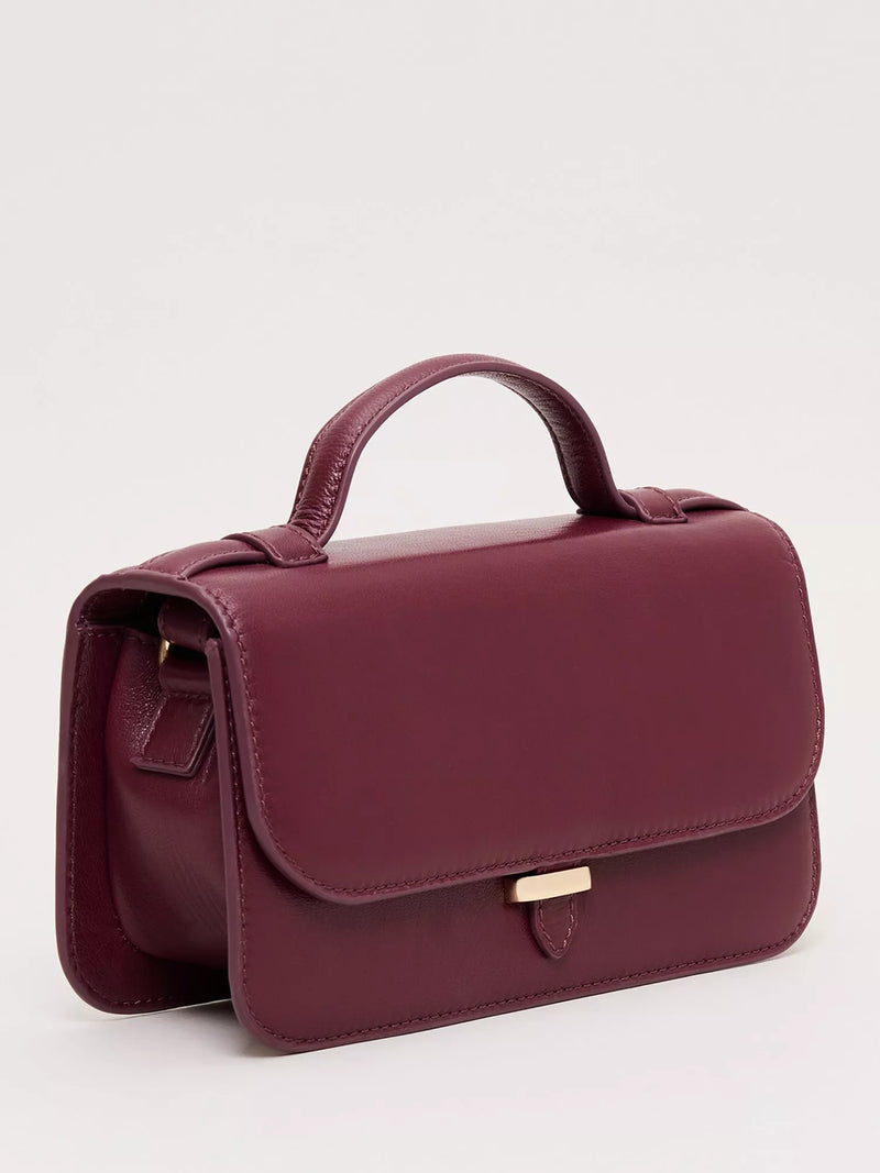Phase Eight mini crossbody leather bag in dark red (British brand)