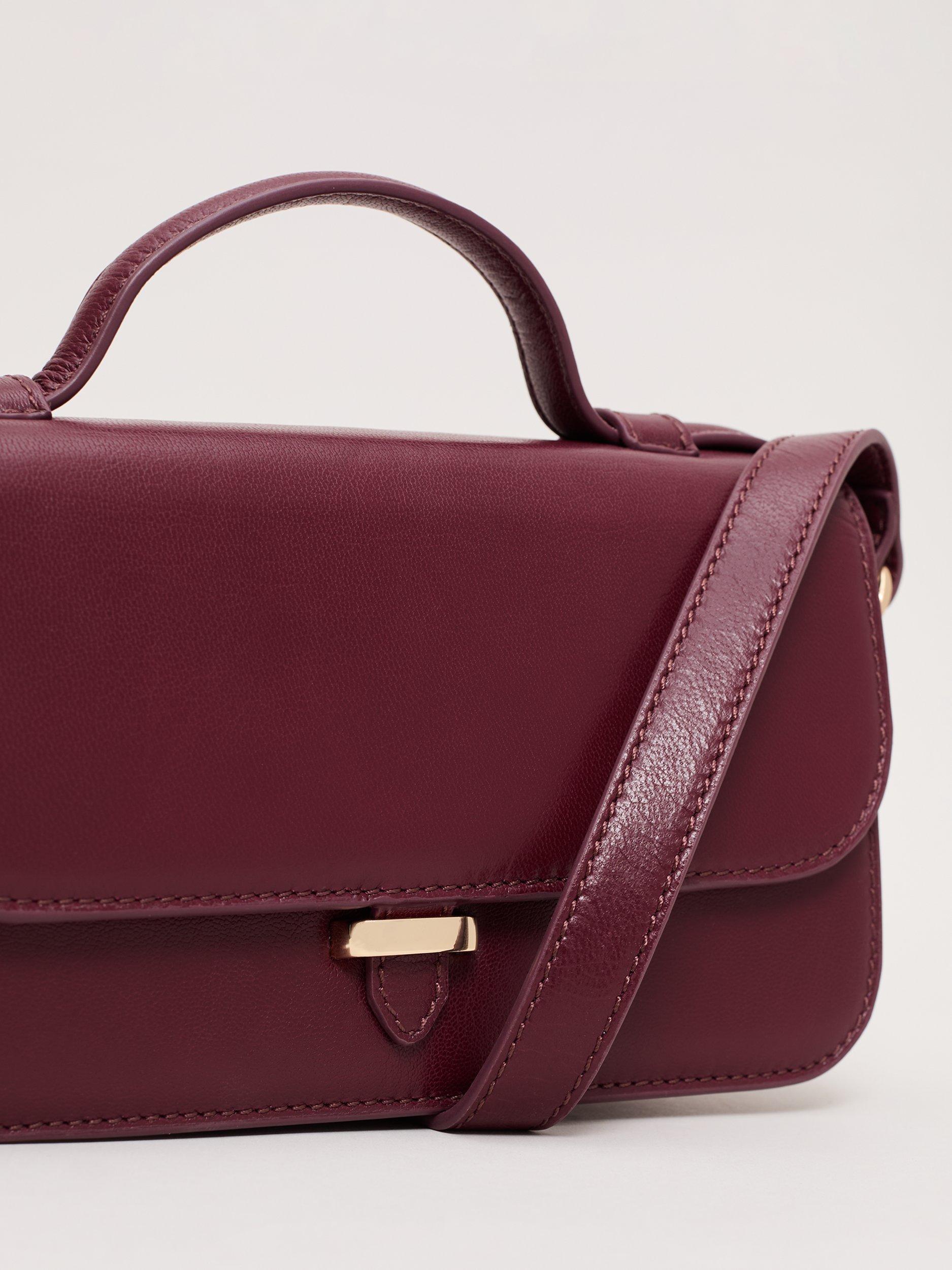 Phase Eight mini crossbody leather bag in dark red (British brand)