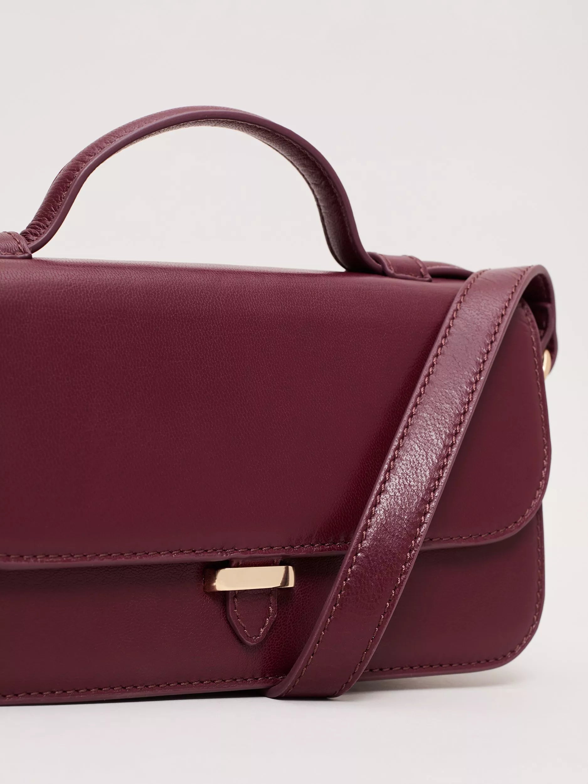 Phase Eight mini crossbody leather bag in dark red (British brand)