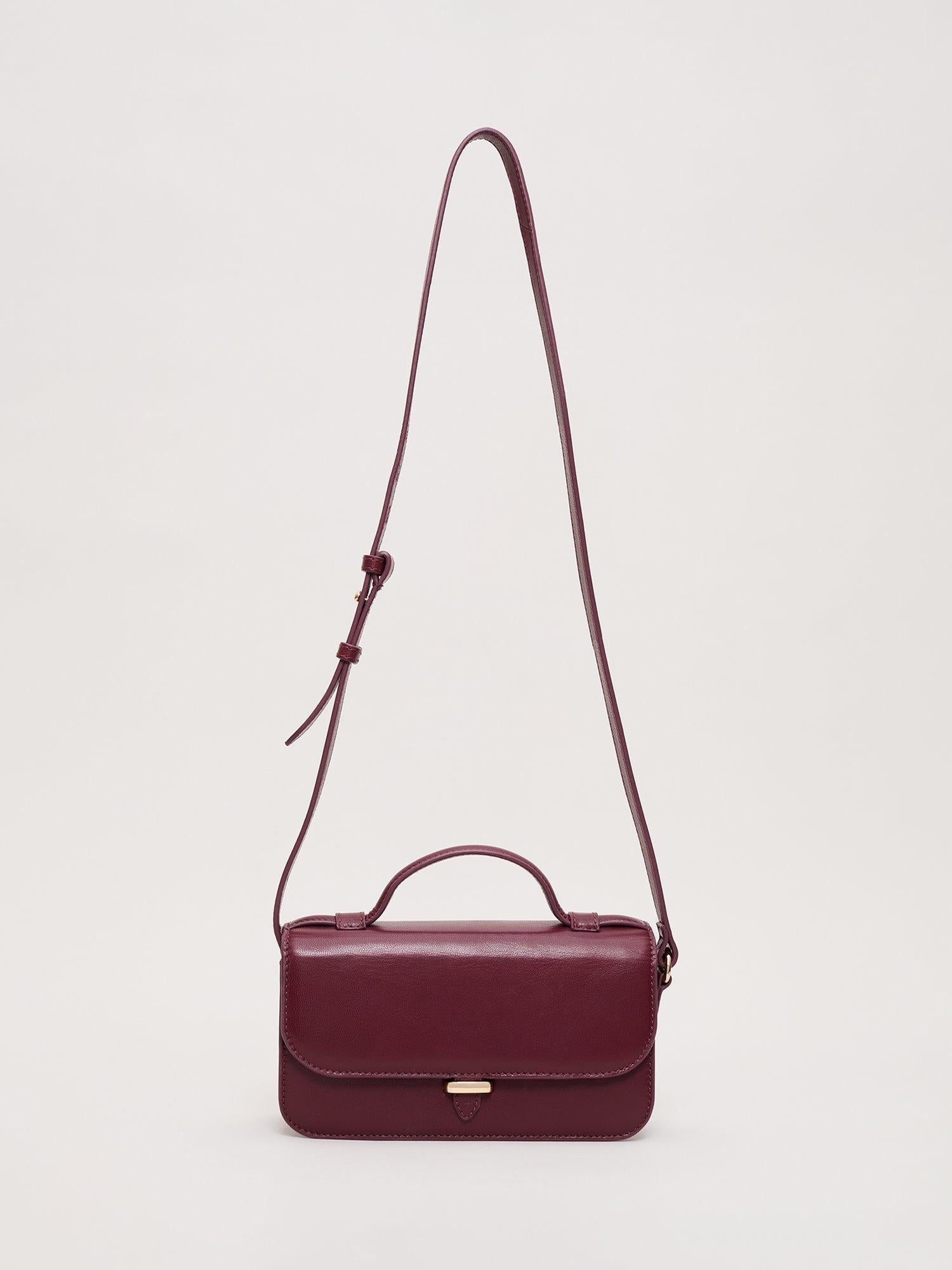 Phase Eight mini crossbody leather bag in dark red (British brand)