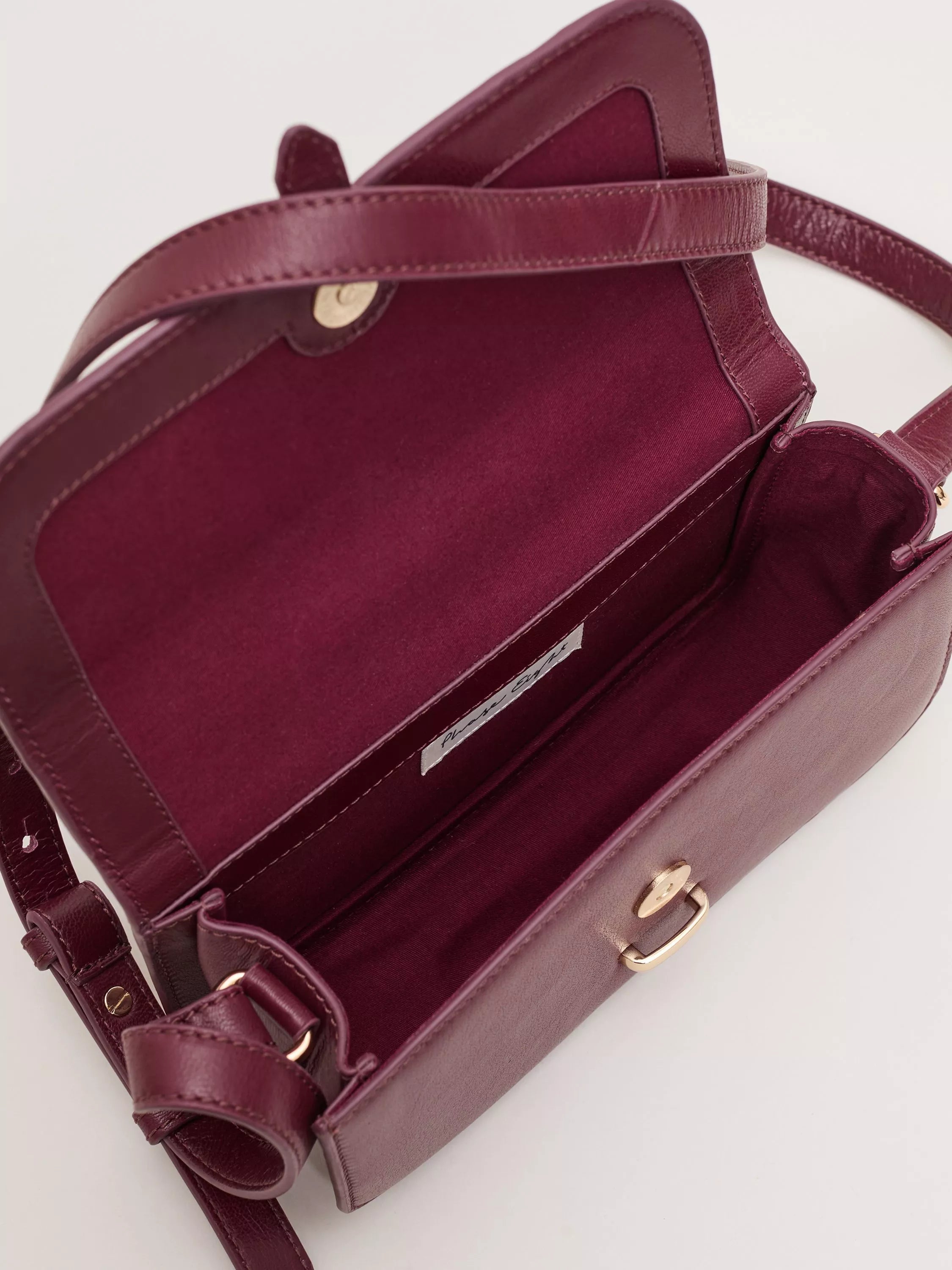 Phase Eight mini crossbody leather bag in dark red (British brand)