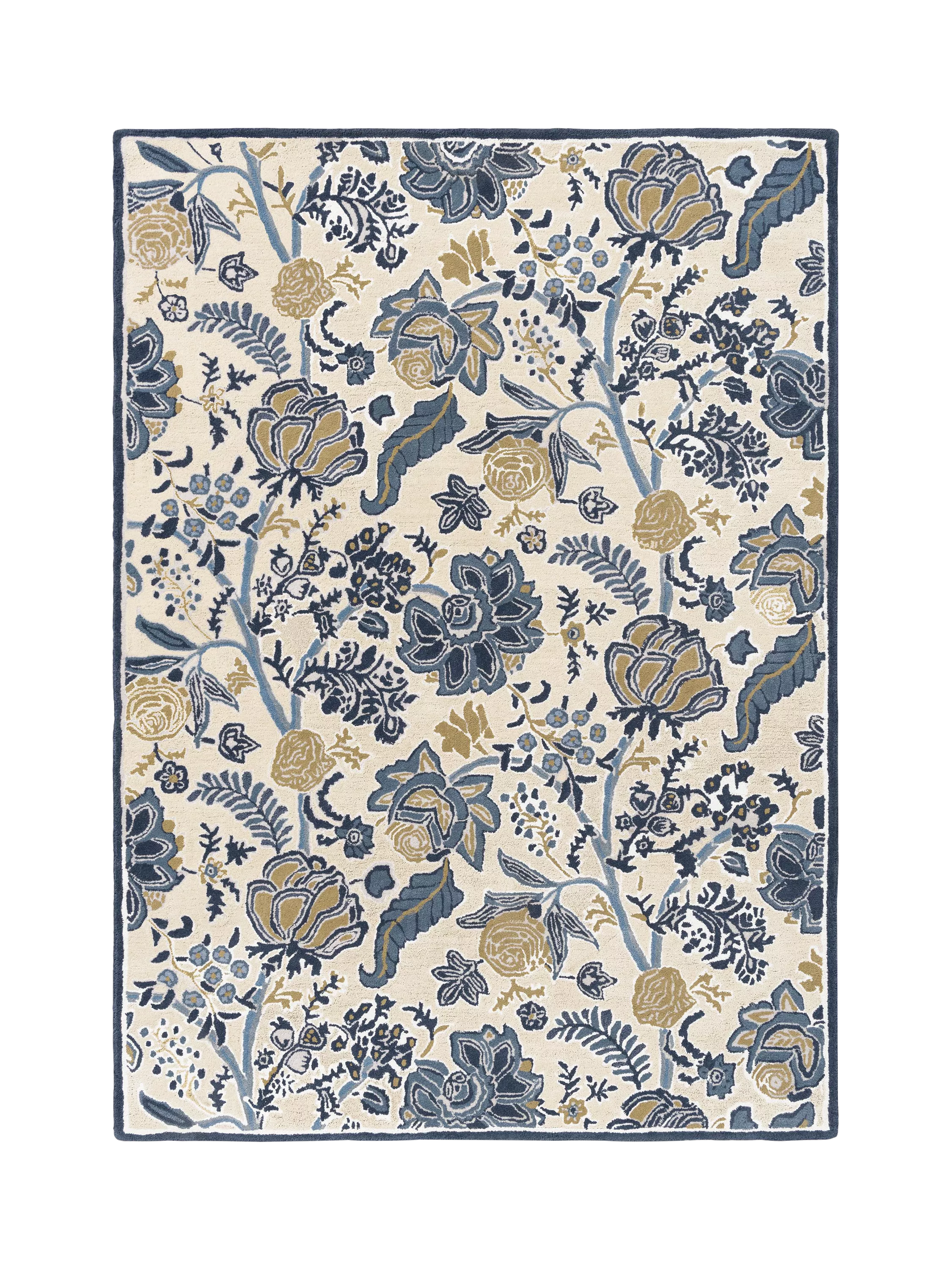 Sanderson Shalimar floral blue wool rich rug 200x140cm - British product