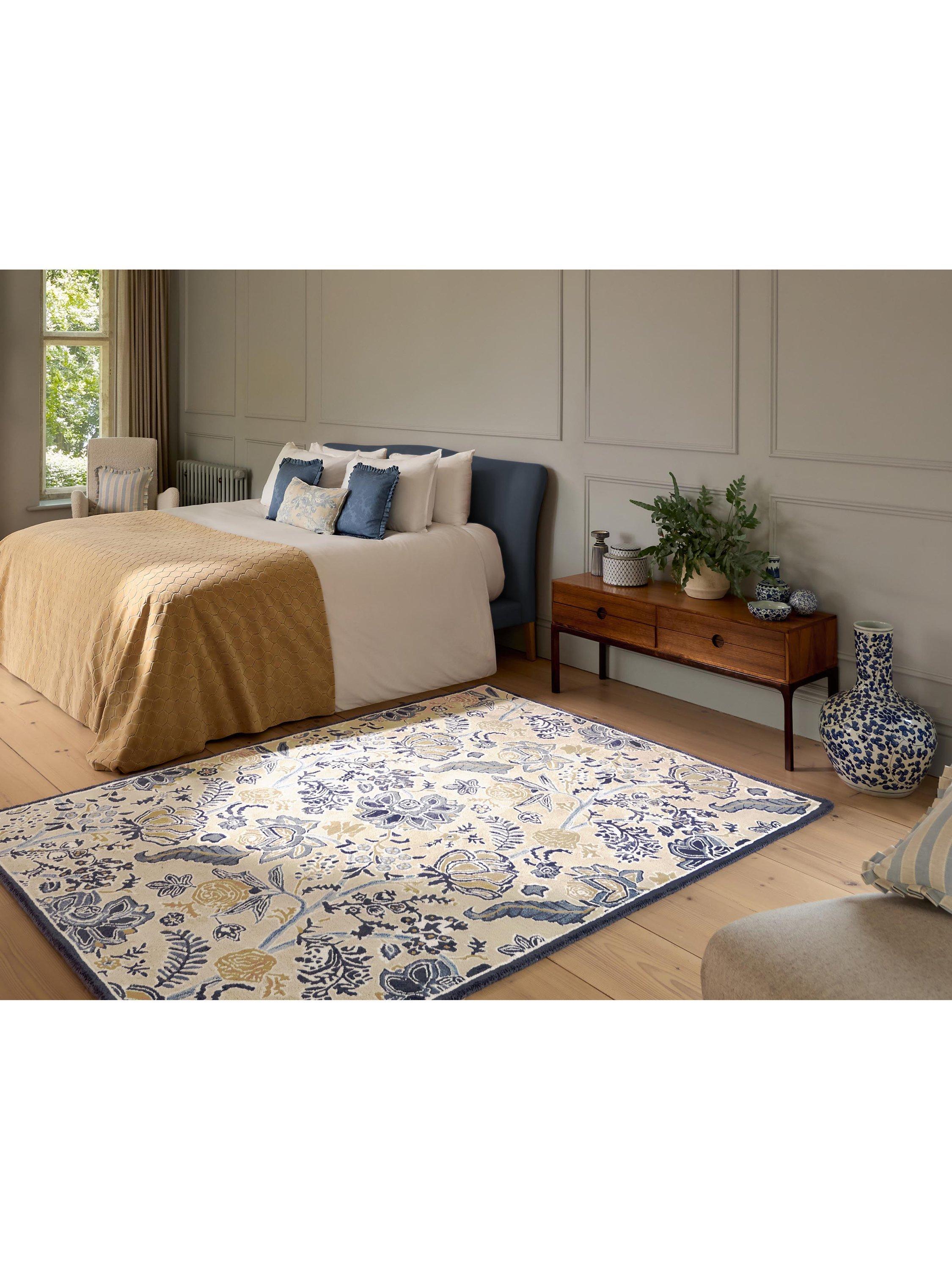 Sanderson Shalimar floral blue wool rich rug 200x140cm - British product
