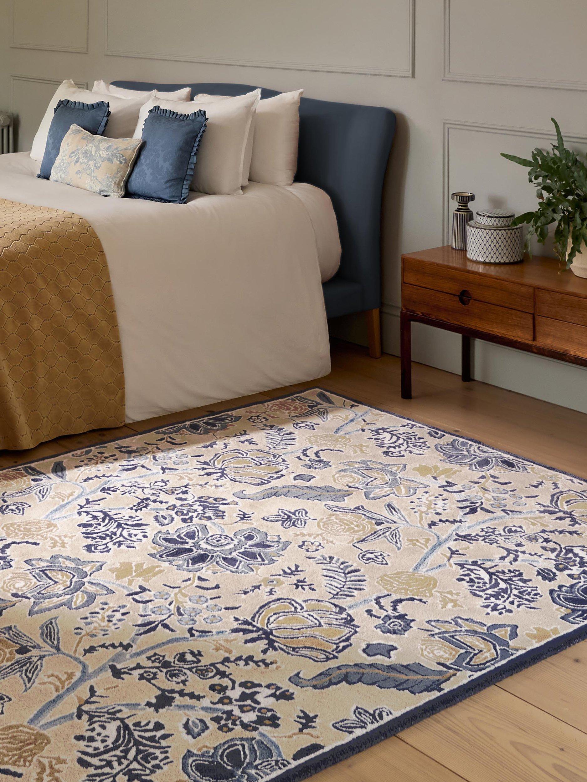 Sanderson Shalimar floral blue wool rich rug 200x140cm - British product