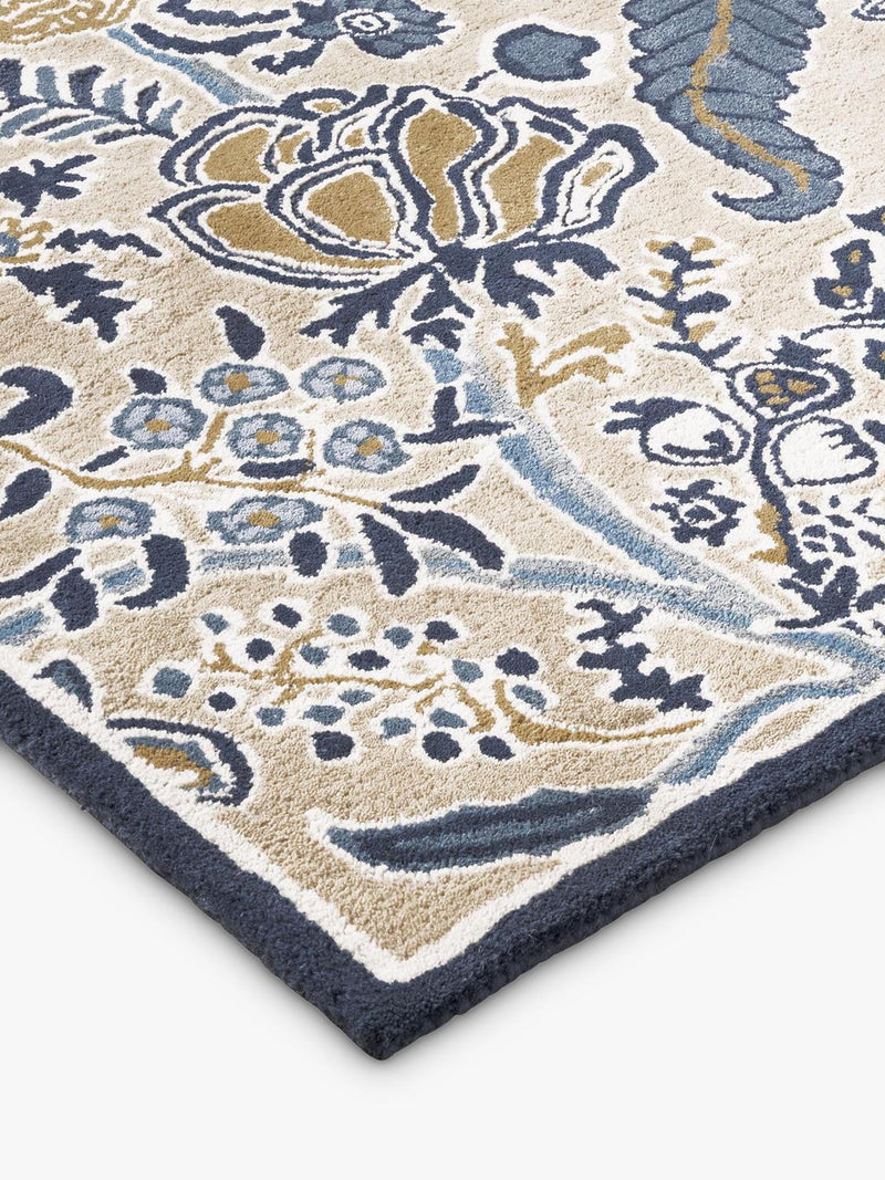 Sanderson Shalimar floral blue wool rich rug 200x140cm - British product