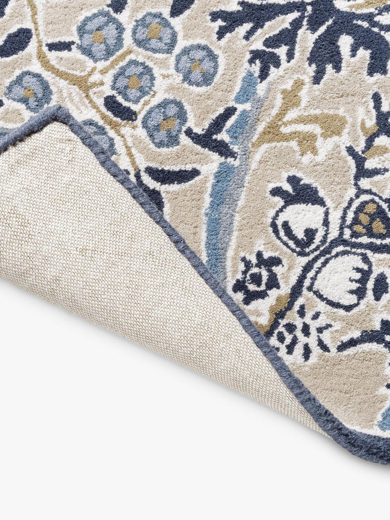 Sanderson Shalimar floral blue wool rich rug 200x140cm - British product