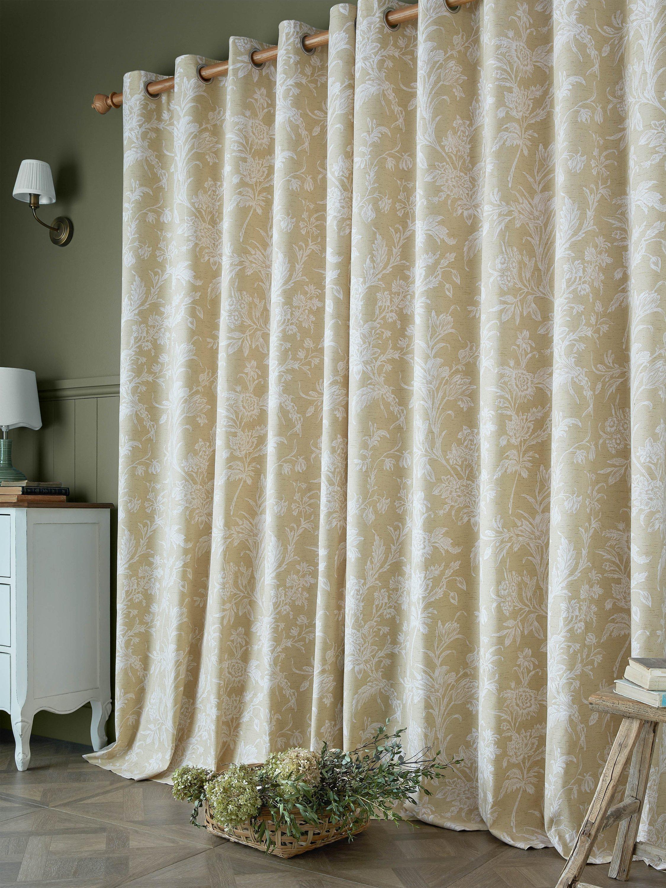 Laura Ashley Lloyd lined eyelet curtains in caramel 112x183cm - British product