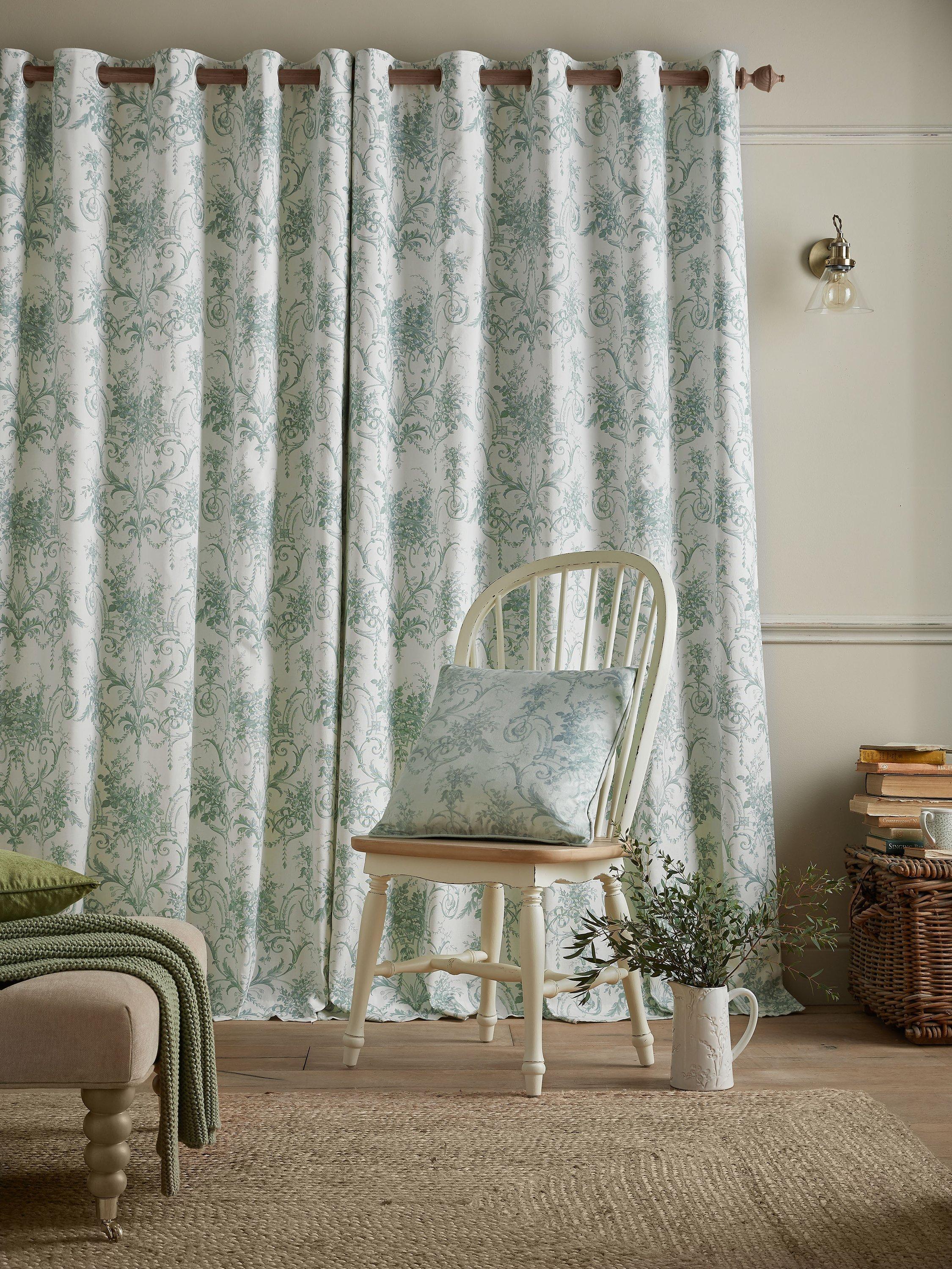 Laura Ashley Tuileries curtains dark sage pair, imported from the UK