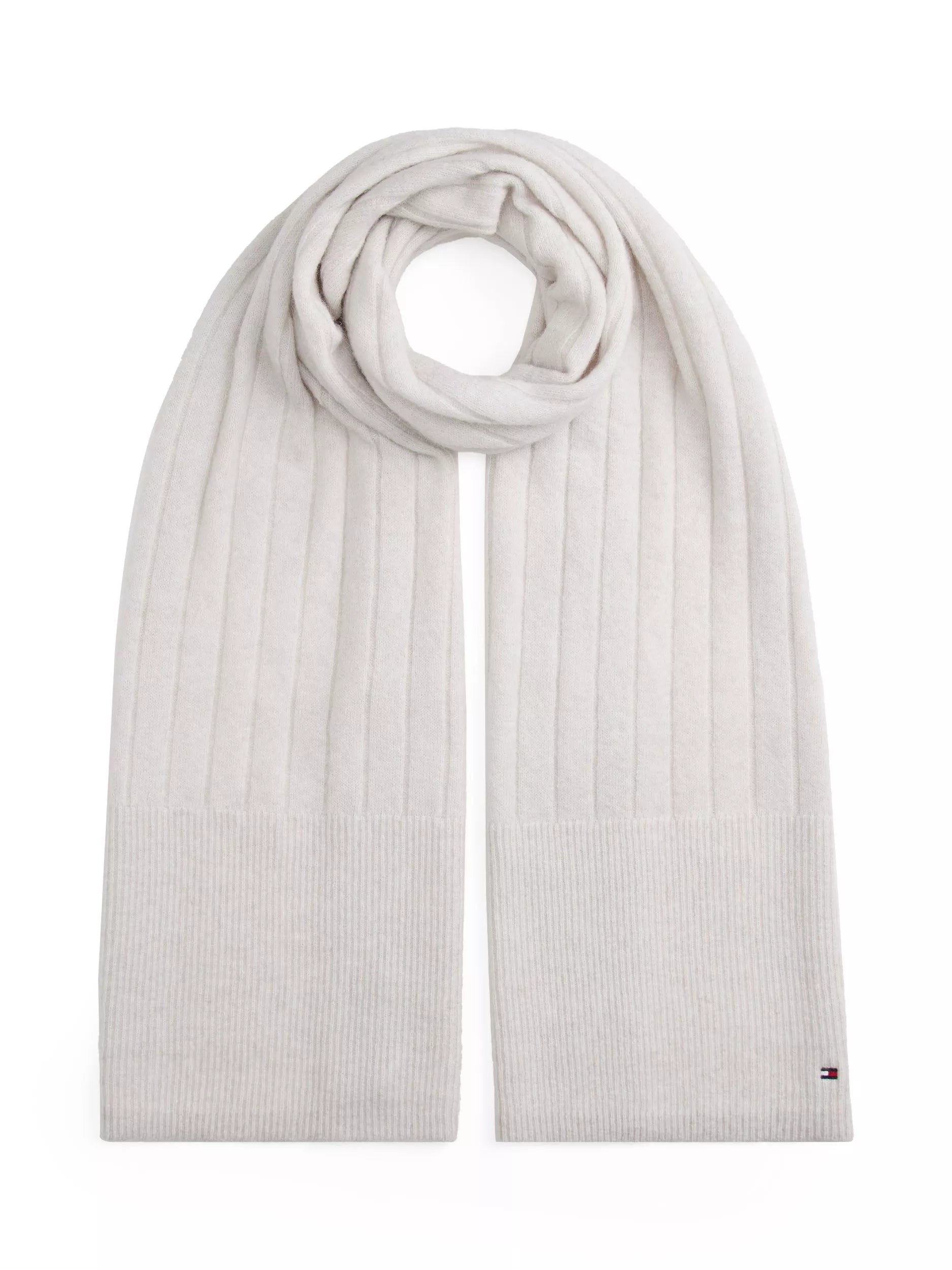 Tommy Hilfiger Flag Ribbed Scarf in Grey Whisper, UK version