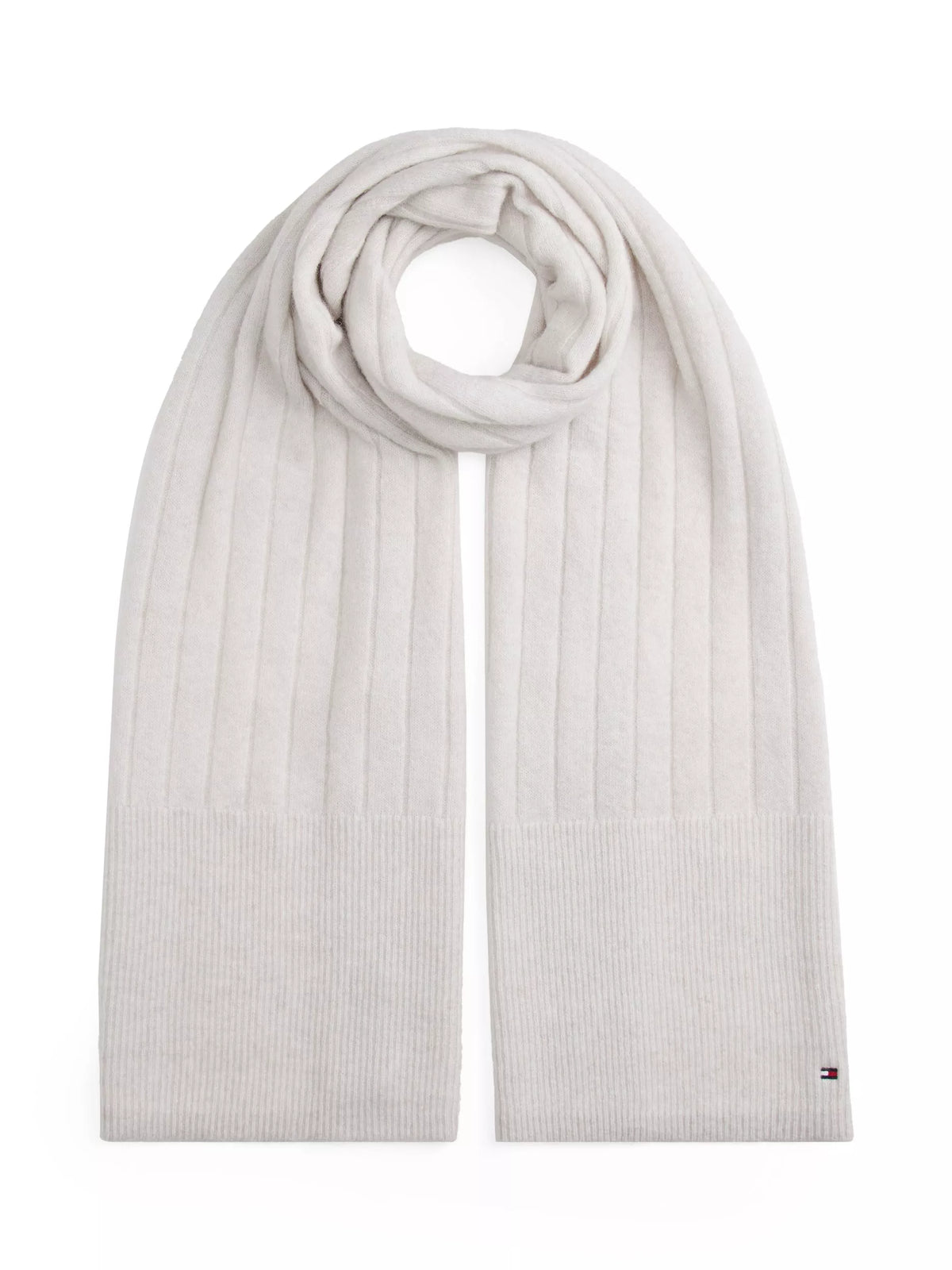 Tommy Hilfiger Flag Ribbed Scarf in Grey Whisper, UK version