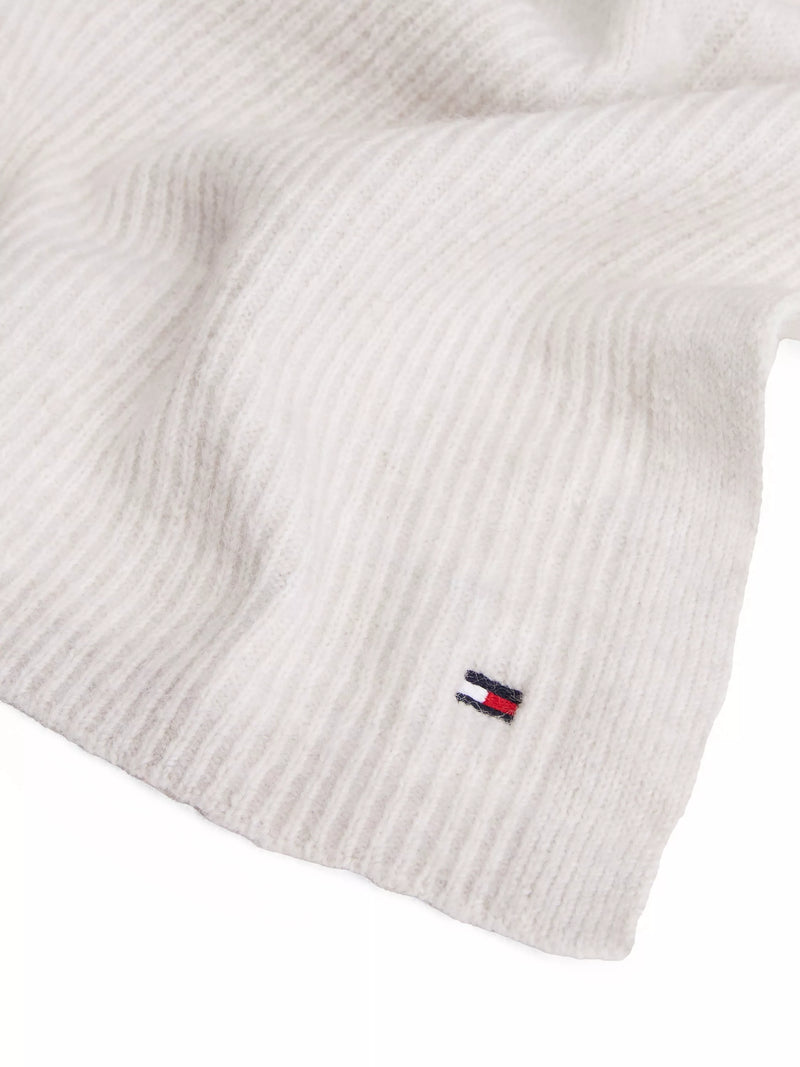 Tommy Hilfiger Flag Ribbed Scarf in Grey Whisper, UK version