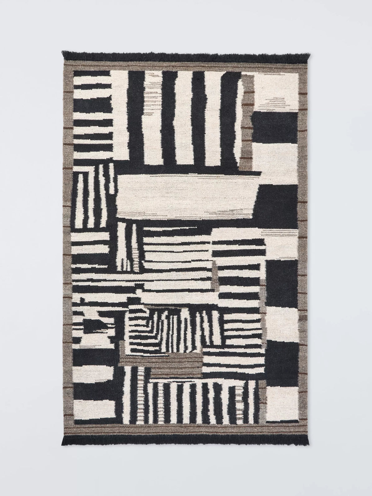 John Lewis Arezo Kelim pure wool rug black (British brand)