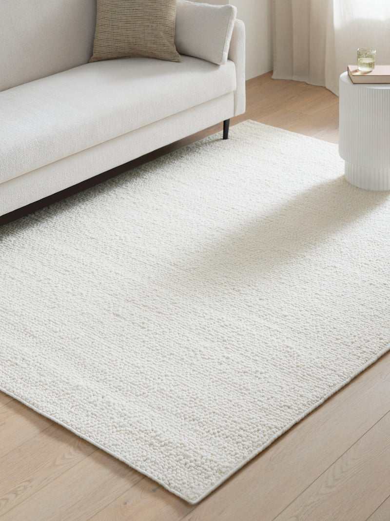 John Lewis white boucle rug 180x120cm, UK version