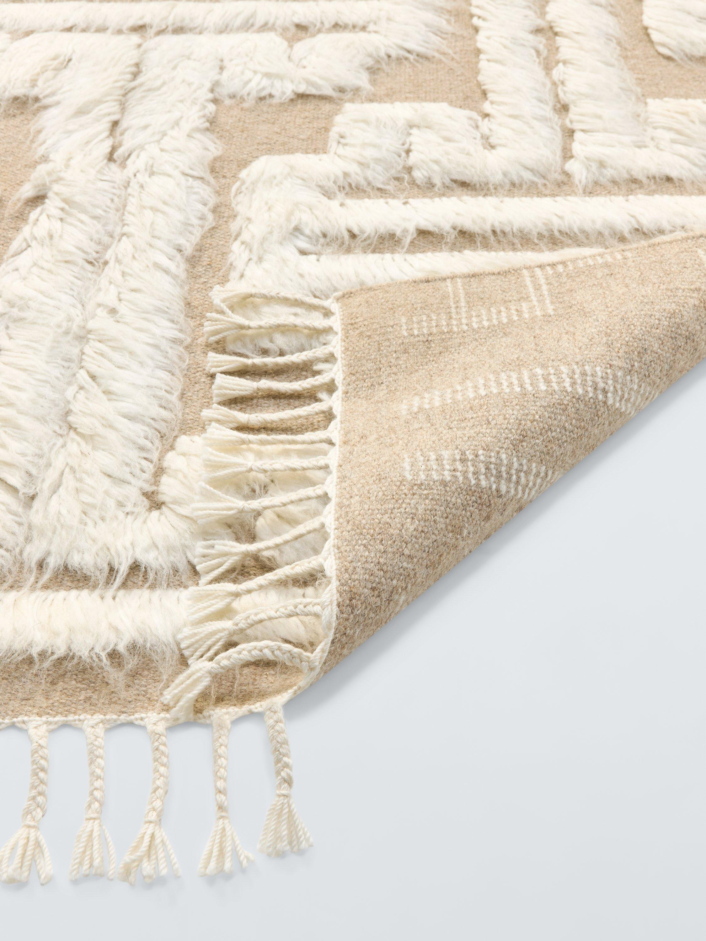 John Lewis Jazz hand knotted pure wool shaggy rug white grey 120x180cm (British brand)